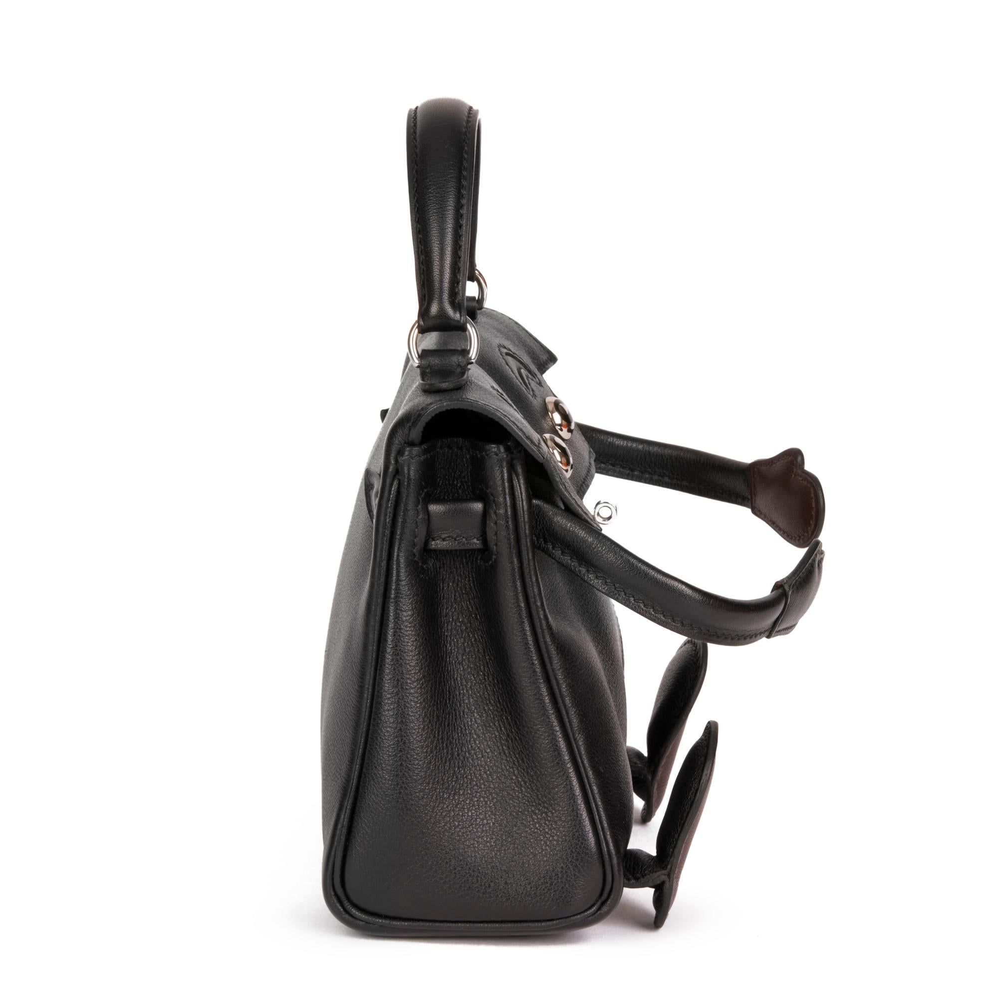 Hermès Black & Chocolate Gulliver Leather Vintage Kelly Quelle Idole Doll (Schwarz) im Angebot