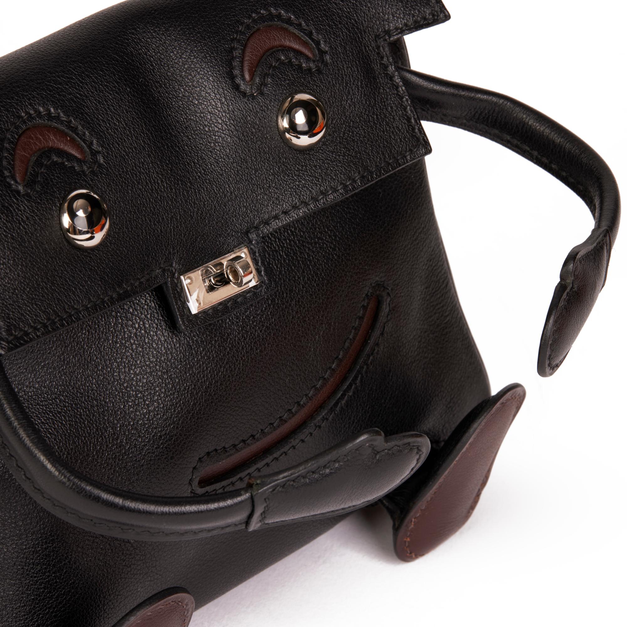 Hermès Black & Chocolate Gulliver Leather Vintage Kelly Quelle Idole Doll im Angebot 2