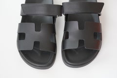 Hermes Black Chypre Leather Sandals