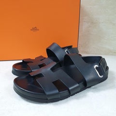 Hermes Black Chypre Sandals