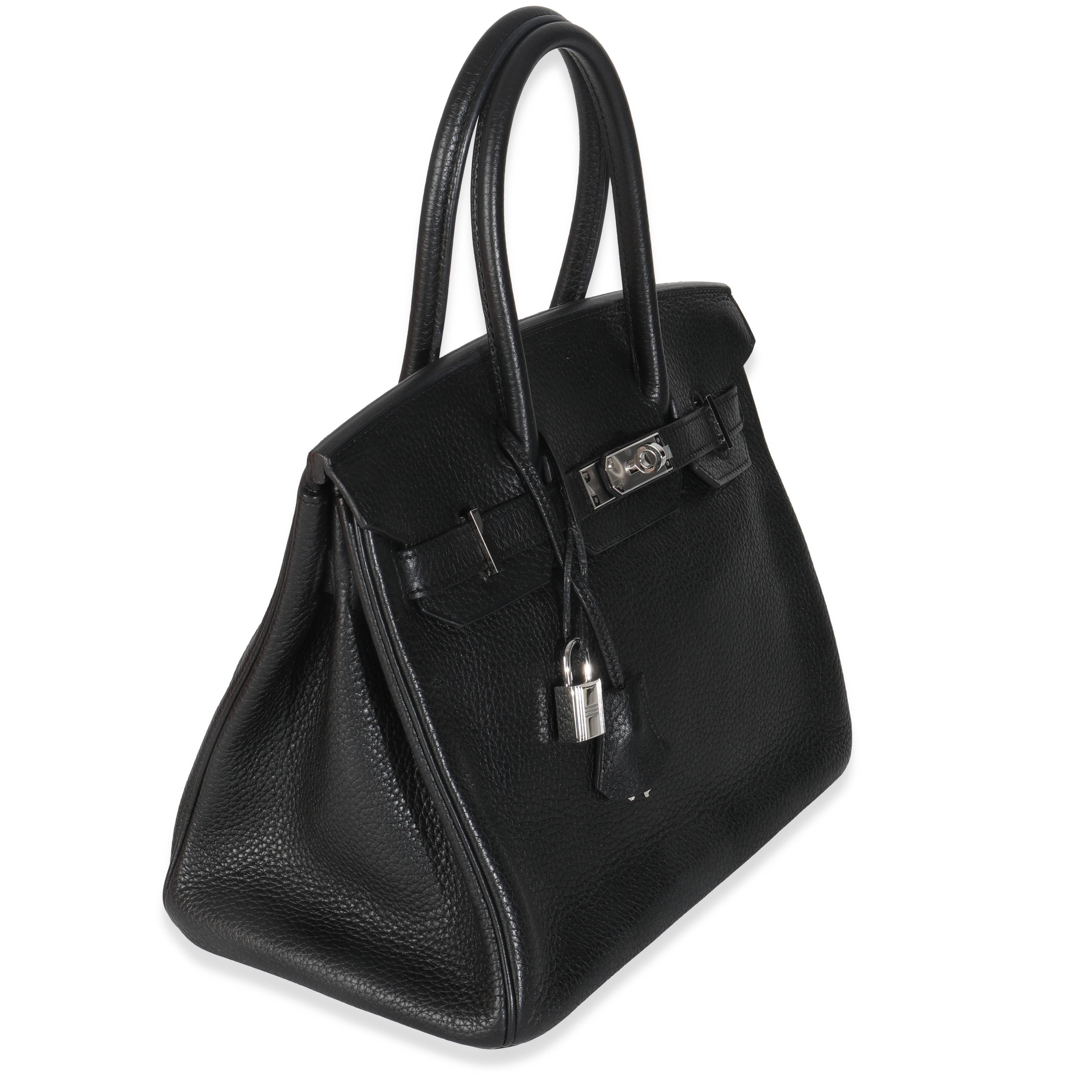 Hermès Black Clemence Birkin 30 PHW In Excellent Condition For Sale In New York, NY