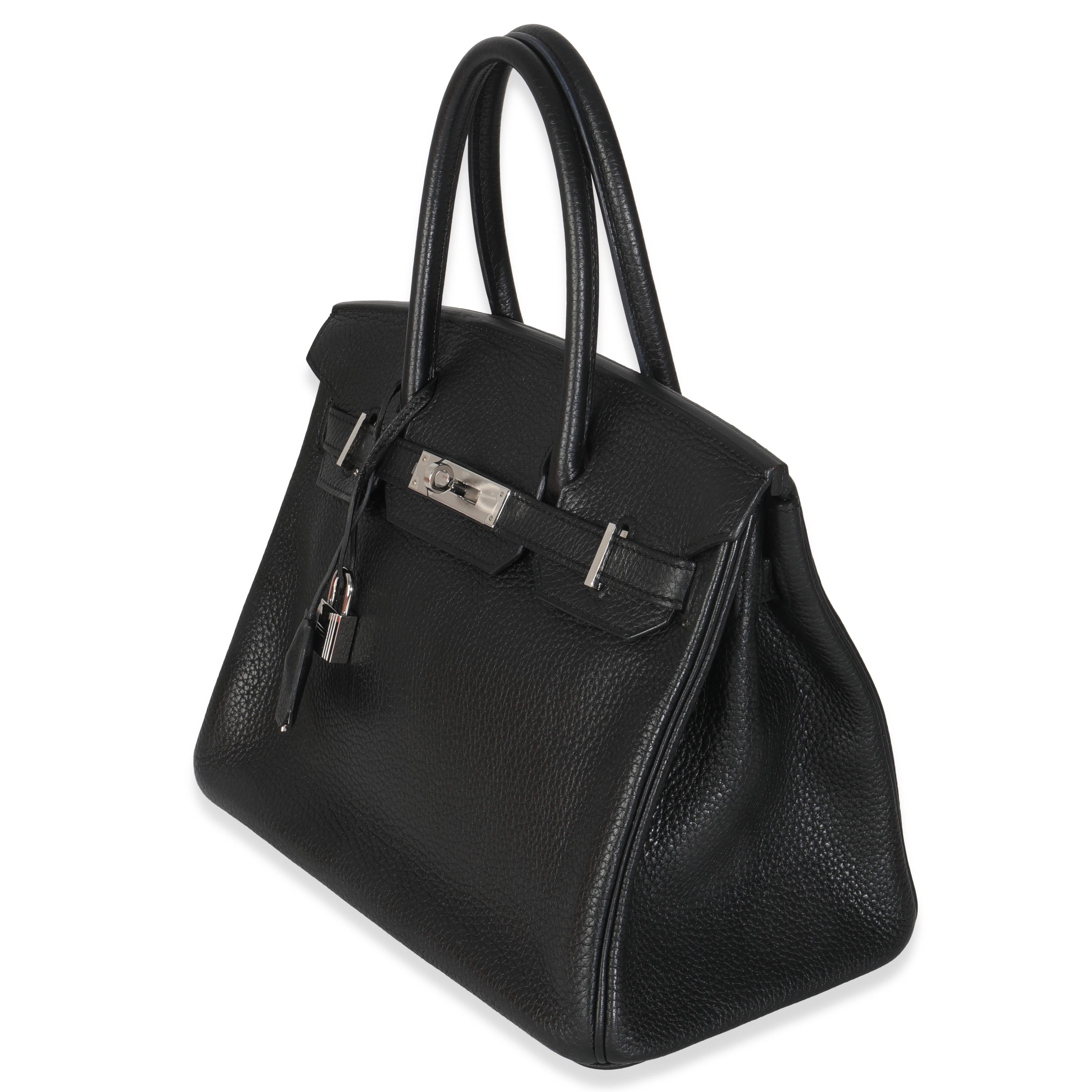 Women's Hermès Black Clemence Birkin 30 PHW For Sale