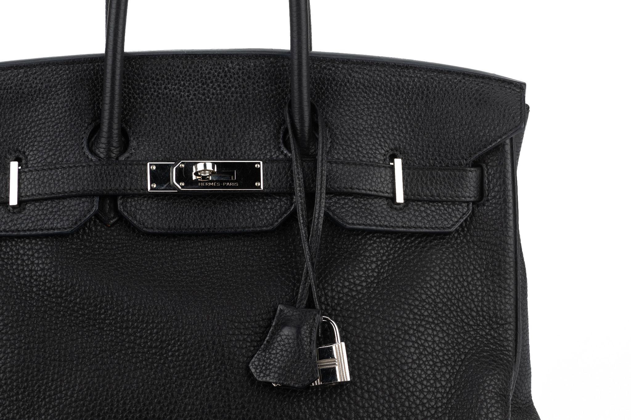 Hermès Schwarz Clemence Birkin 35 Handtasche im Angebot 8