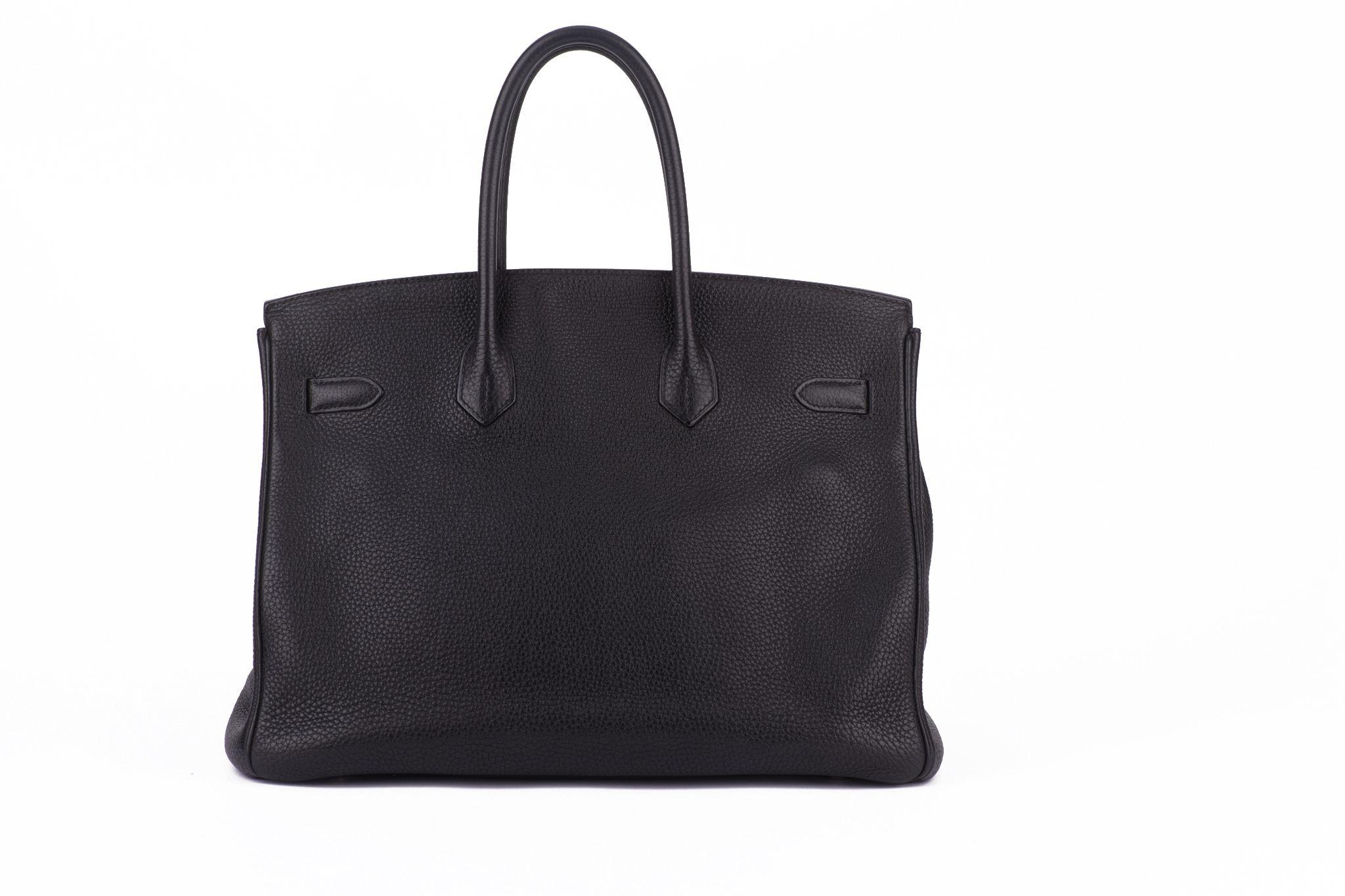 Hermès Schwarz Clemence Birkin 35 Handtasche Damen im Angebot
