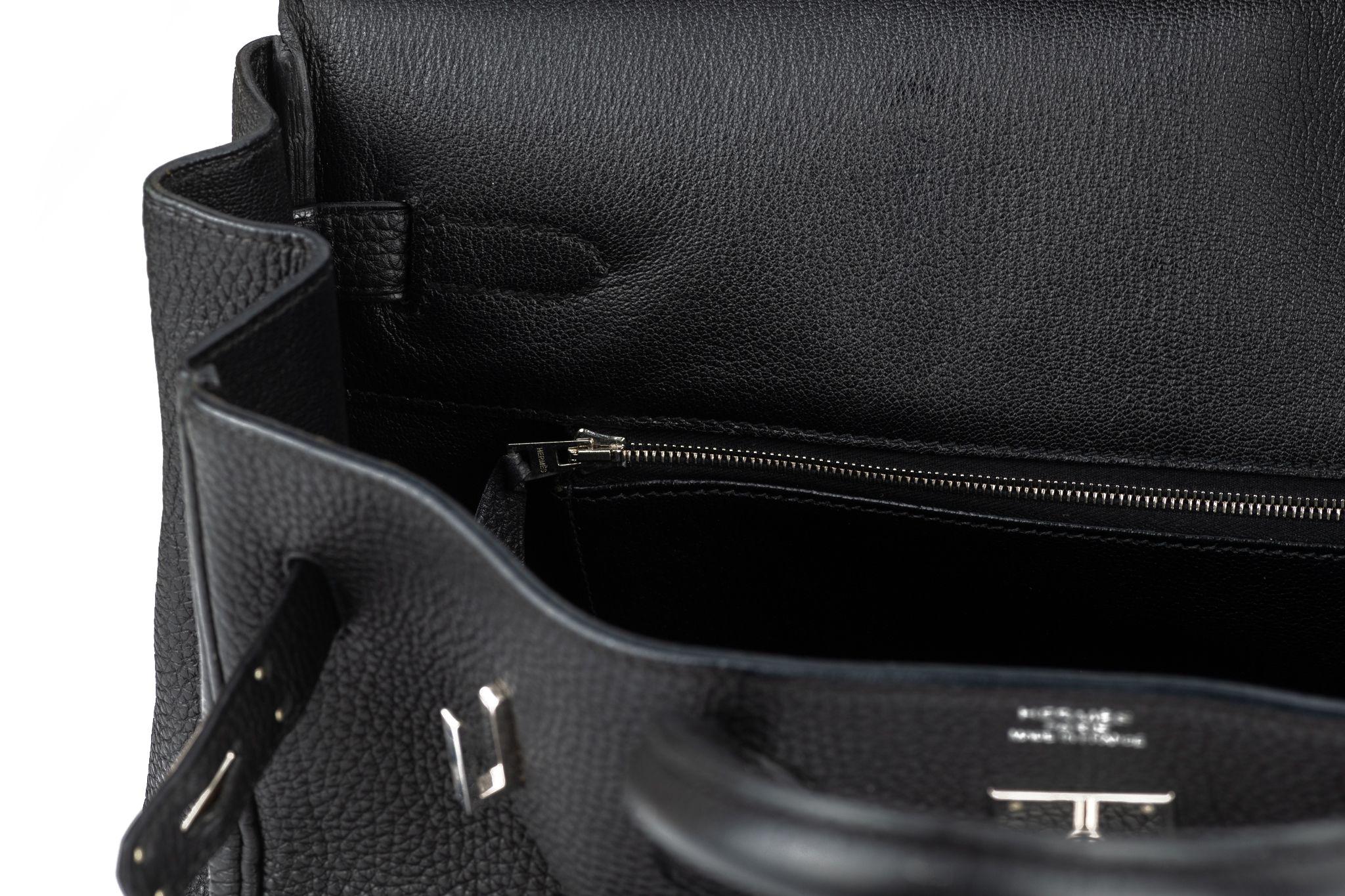 Hermès Schwarz Clemence Birkin 35 Handtasche im Angebot 3