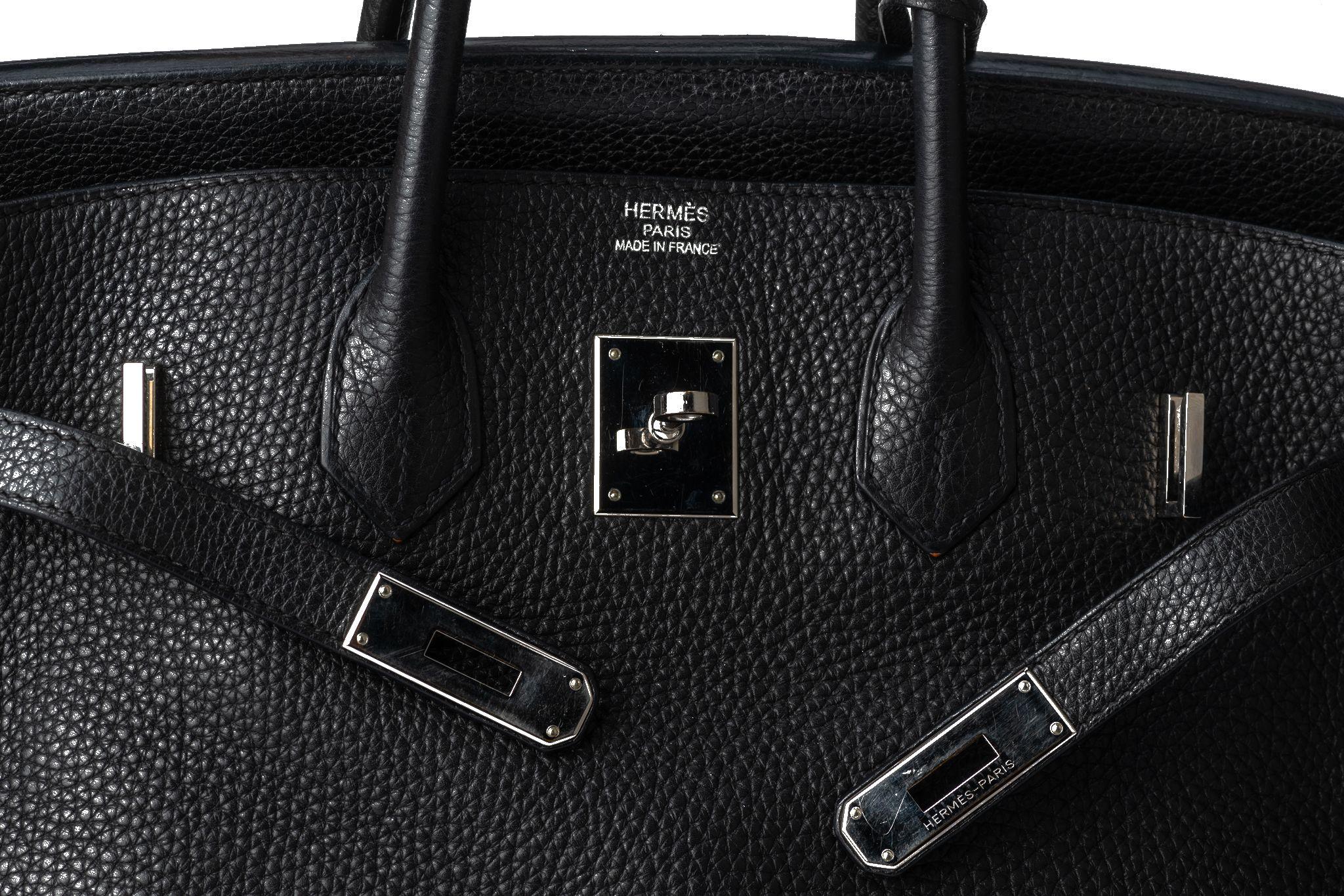 Hermès Schwarz Clemence Birkin 35 Handtasche im Angebot 4