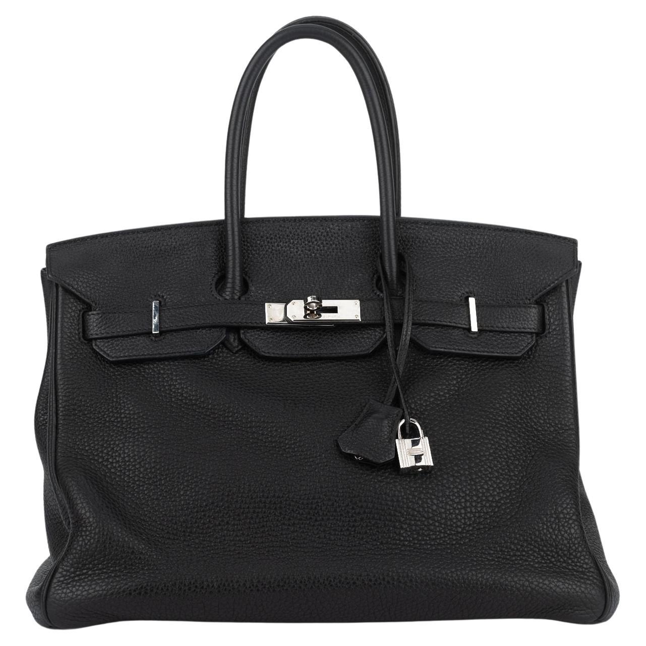 Hermès Schwarz Clemence Birkin 35 Handtasche im Angebot