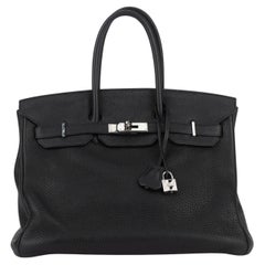 Hermès Black Clemence Birkin 35 Handbag