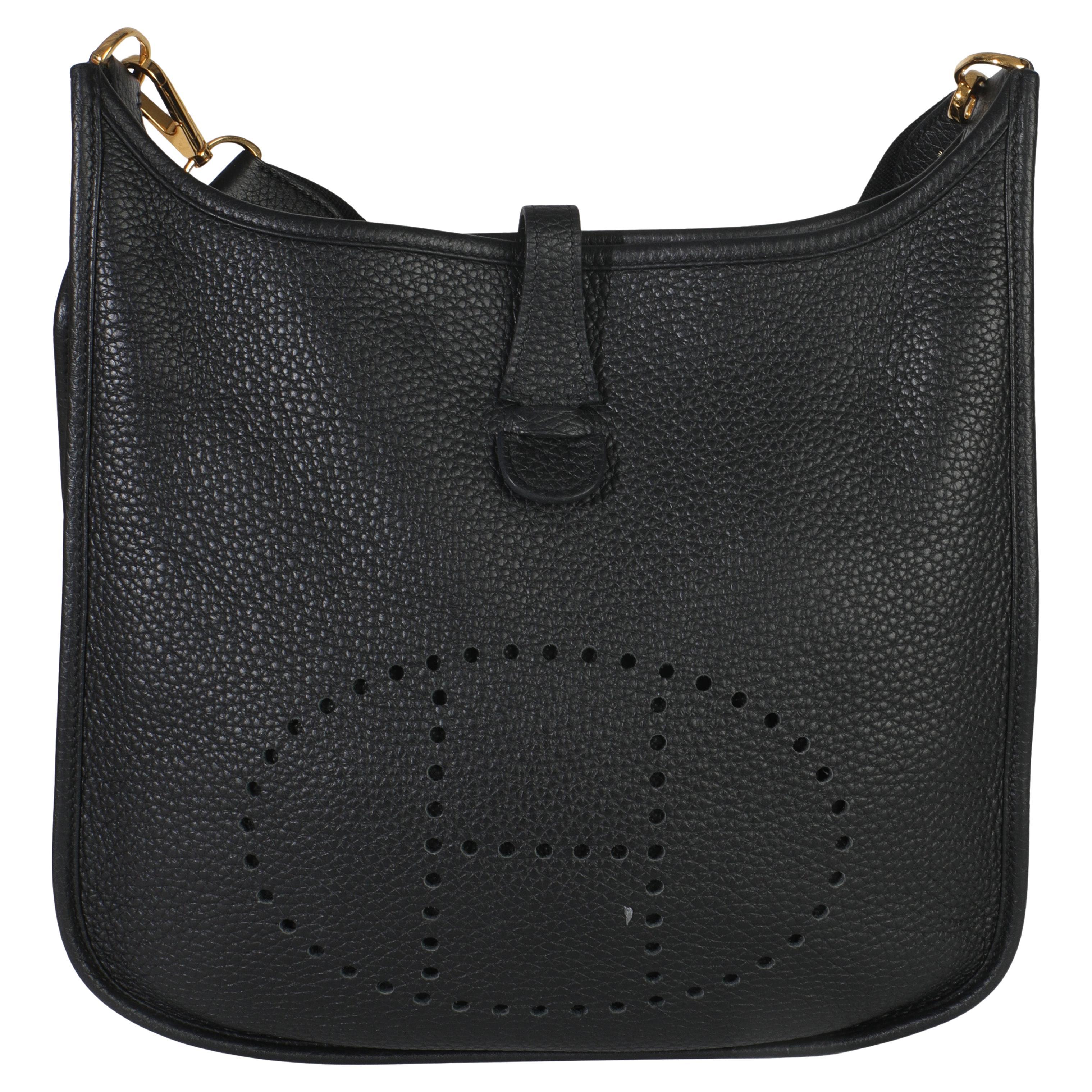 Hermès Black Clemence Evelyne III PM GHW For Sale