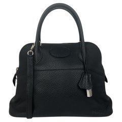 Hermes Black Clemence Leather 31cm Bolide Bag w/ PHW