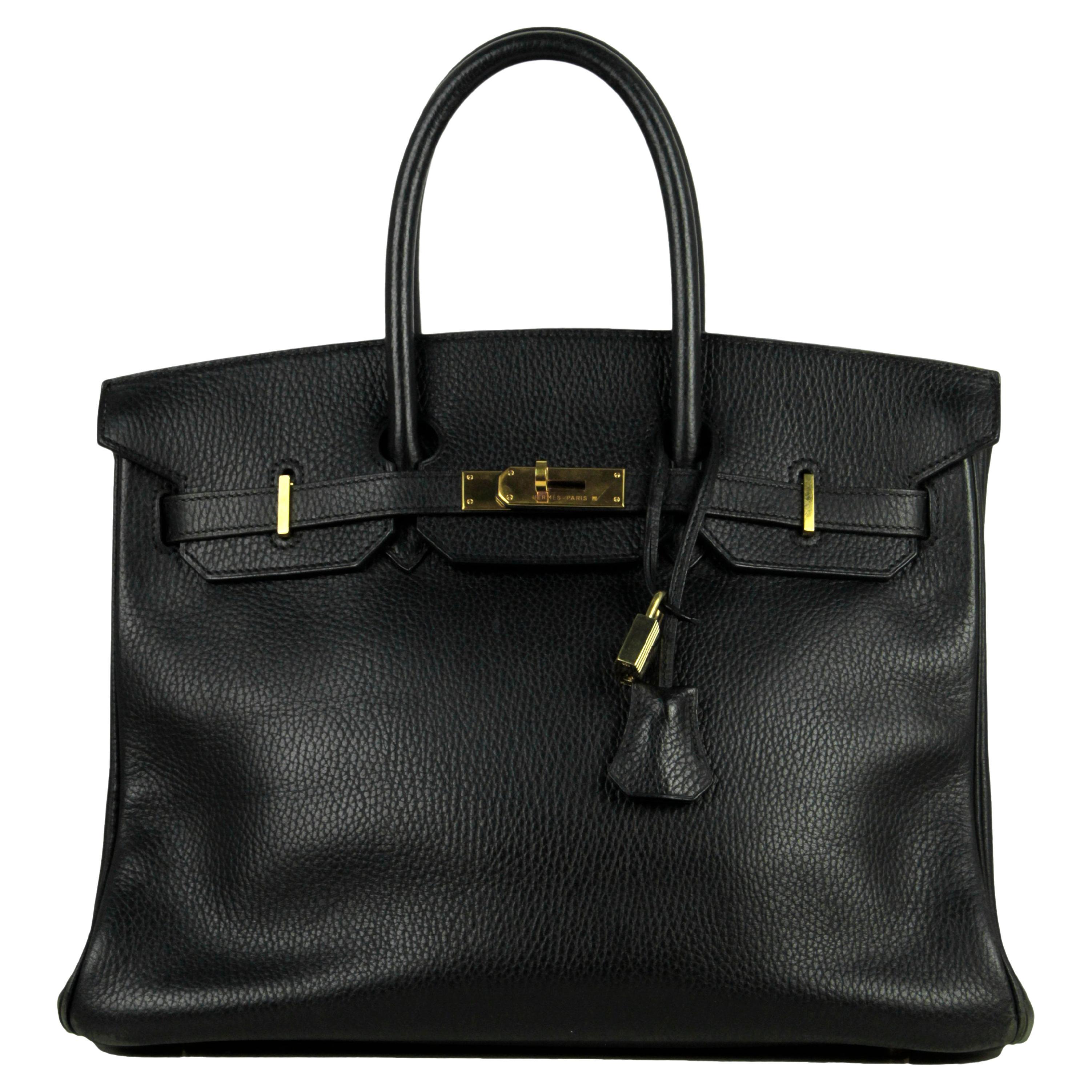 Hermes Black Clemence Leather 35cm Birkin Bag GHW