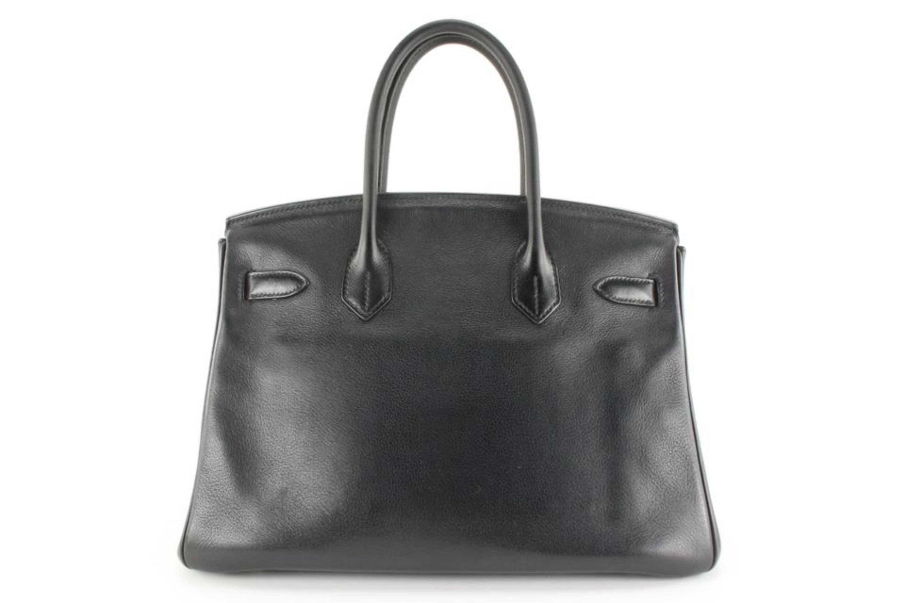 Hermès - Clemence - Birkin 30 en cuir noir 7H1028 en vente 7