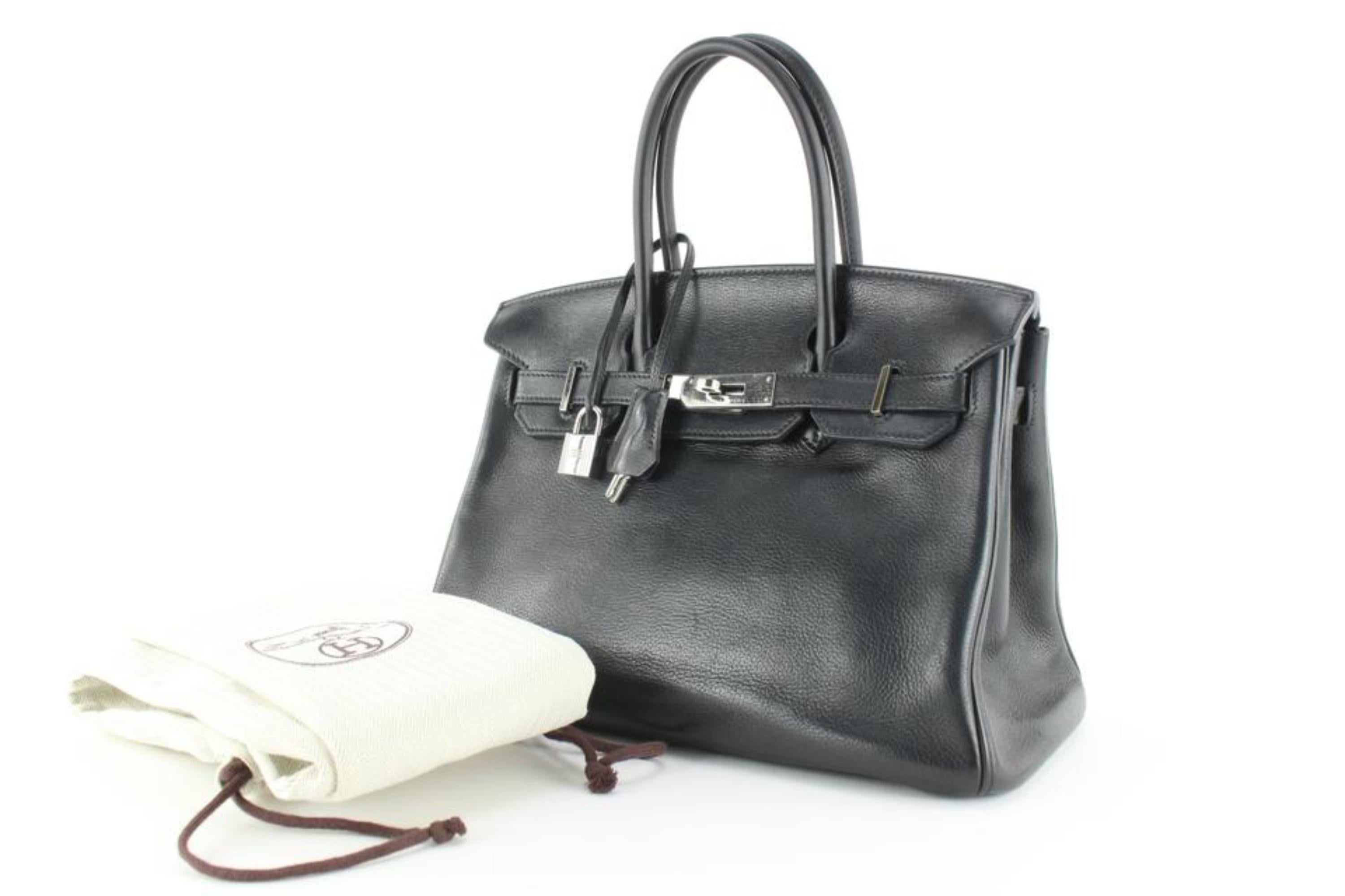 Hermès - Clemence - Birkin 30 en cuir noir 7H1028 en vente 8