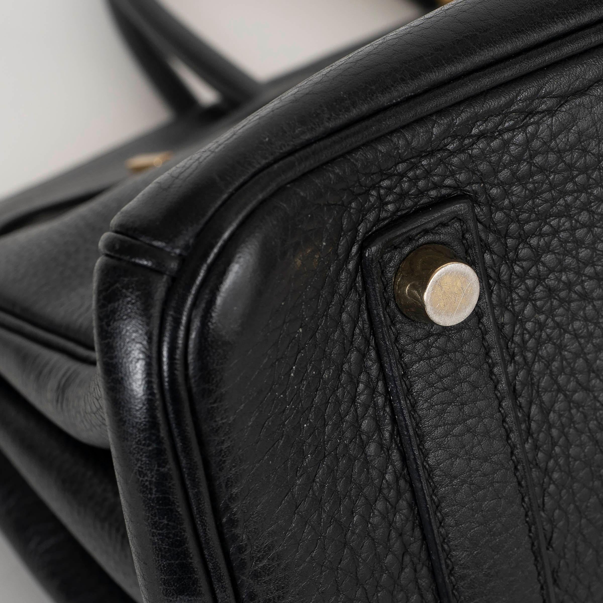 HERMES noir Clemence cuir BIRKIN 35 Sac w Gold en vente 5
