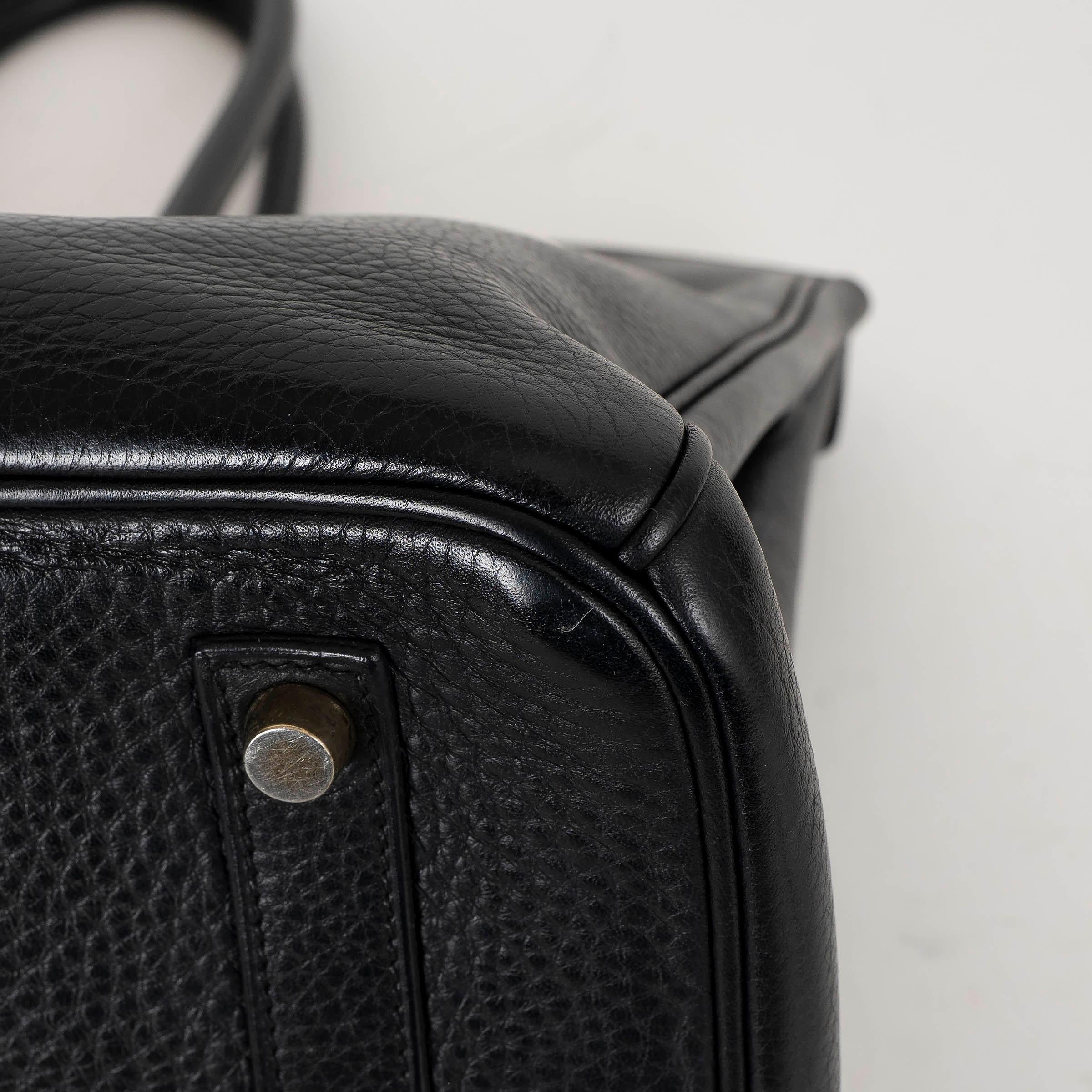 HERMES noir Clemence cuir BIRKIN 35 Sac w Gold en vente 8