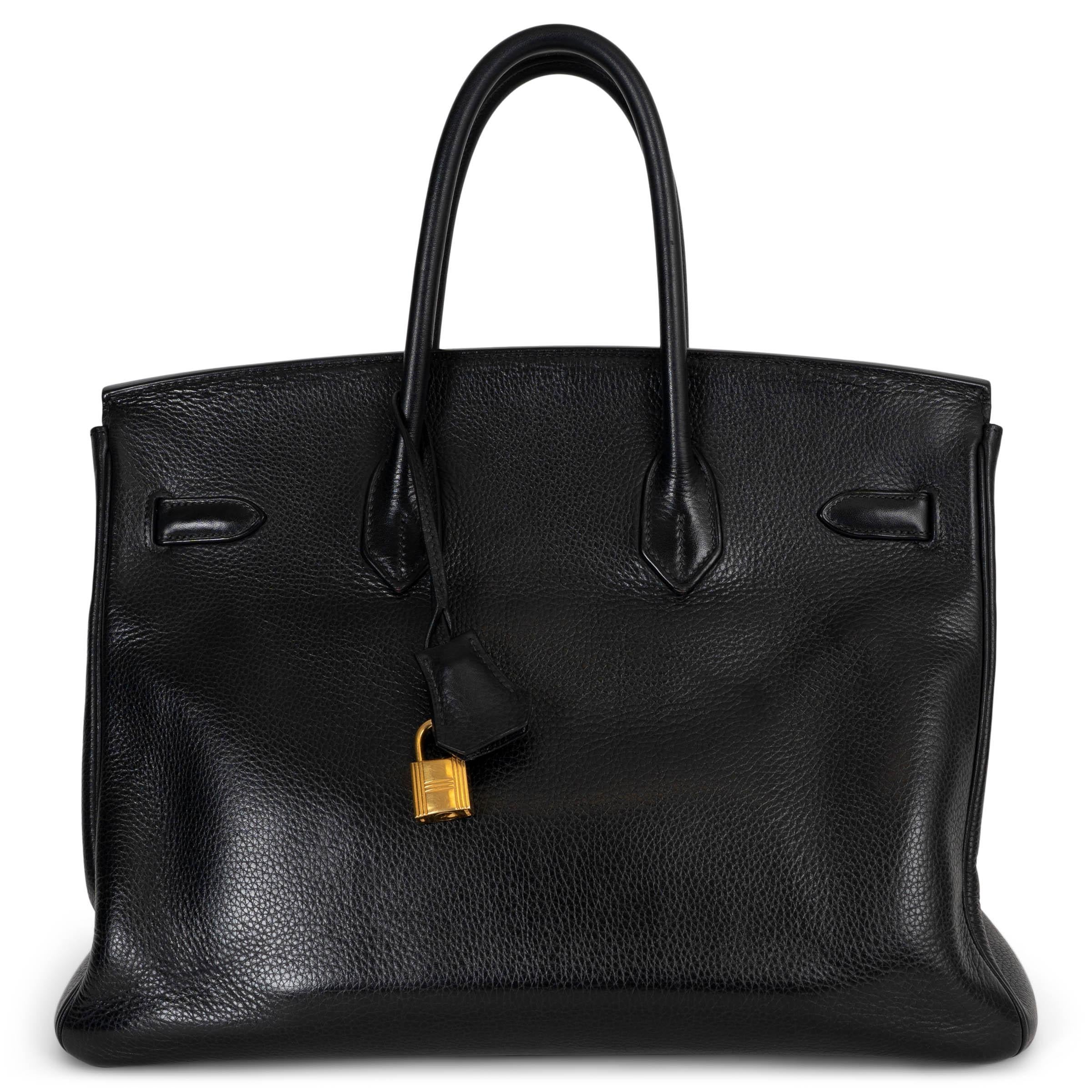 Noir HERMES noir Clemence cuir BIRKIN 35 Sac w Gold en vente