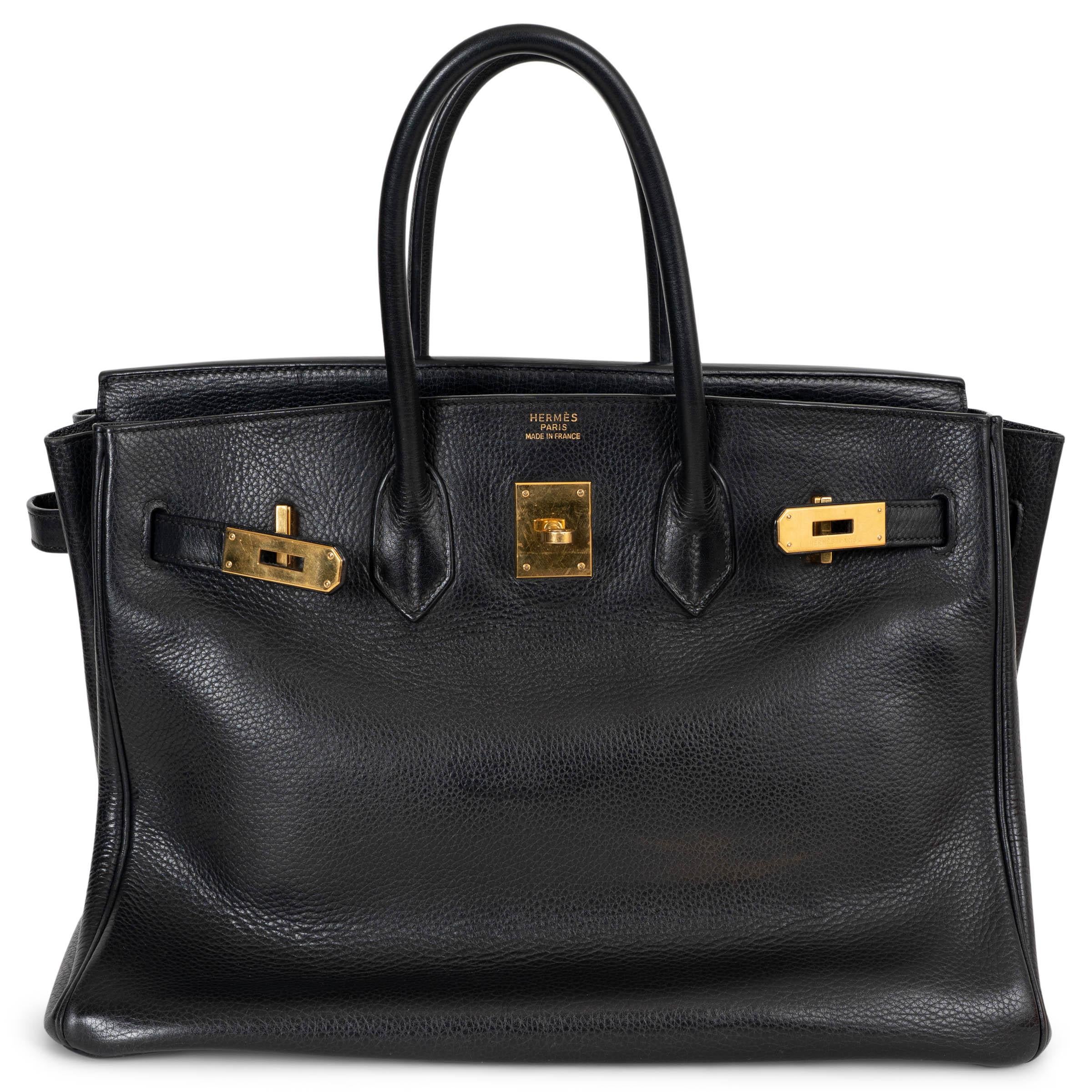 HERMES noir Clemence cuir BIRKIN 35 Sac w Gold Pour femmes en vente
