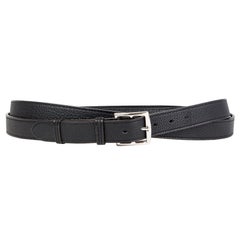 HERMES black Clemence leather ETRIVIERE 26mm Double Wrap Belt 85