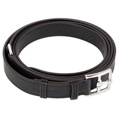 HERMES black Clemence leather ETRIVIERE 26mm Double Wrap Belt 85