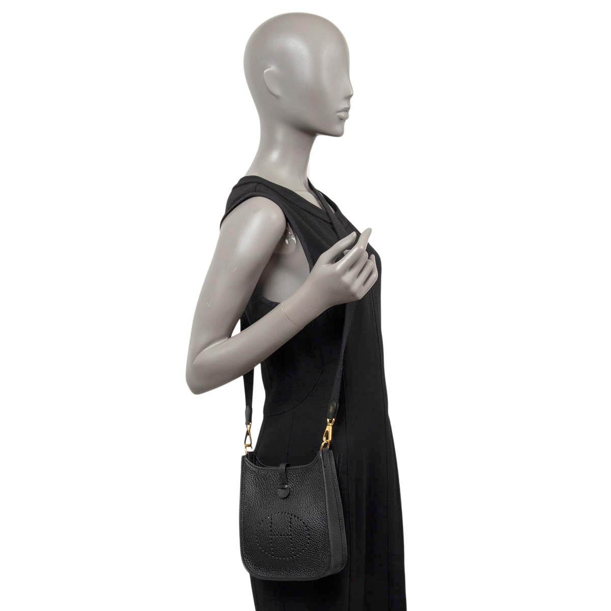 HERMES black Clemence leather EVELYNE 16 AMAZONE TMP Crossbody Bag Ghw For Sale 2