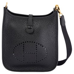 HERMES black Clemence leather EVELYNE 16 AMAZONE TMP Crossbody Bag Ghw