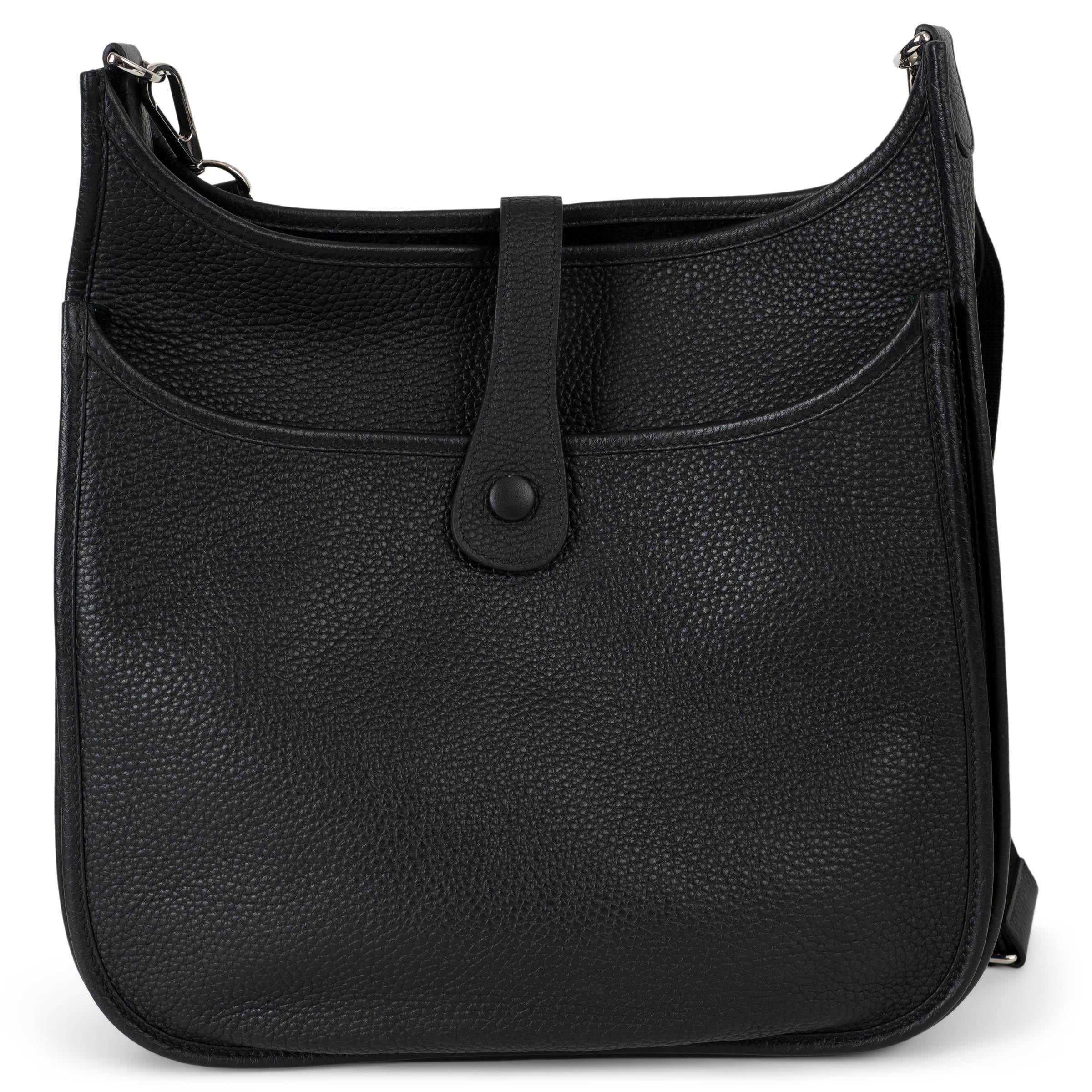 HERMES schwarz Clemence Leder EVELYNE 33 Crossbody Tasche Phw (Schwarz) im Angebot