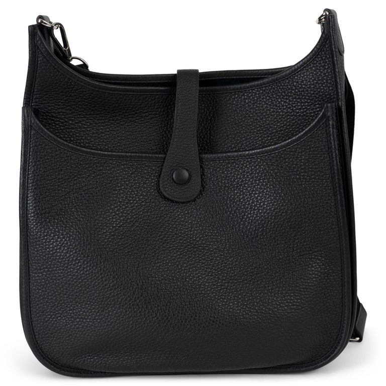 HERMES schwarz Clemence Leder EVELYNE 33 Crossbody Tasche Phw im