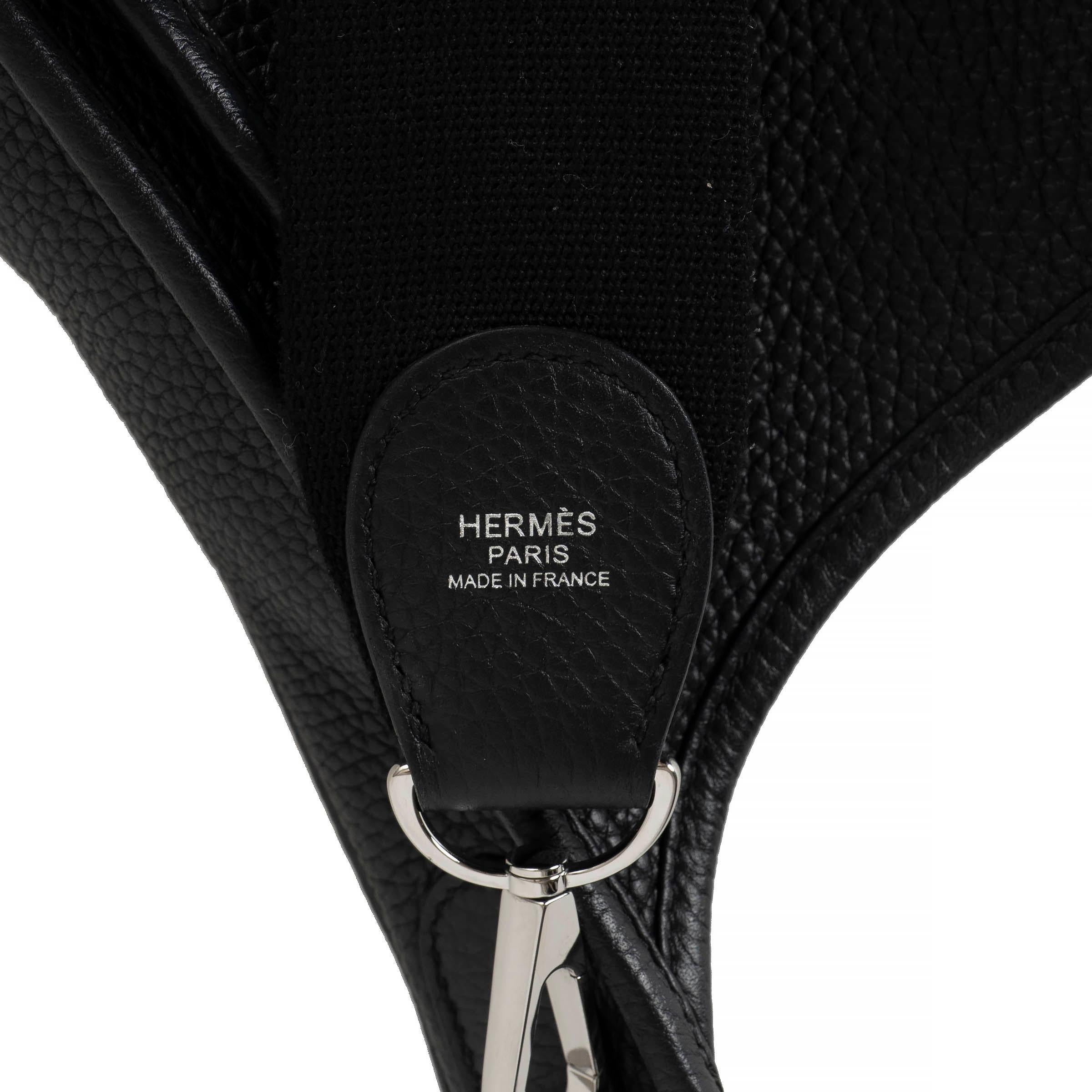 HERMES schwarz Clemence Leder EVELYNE 33 Crossbody Tasche Phw im Angebot 2