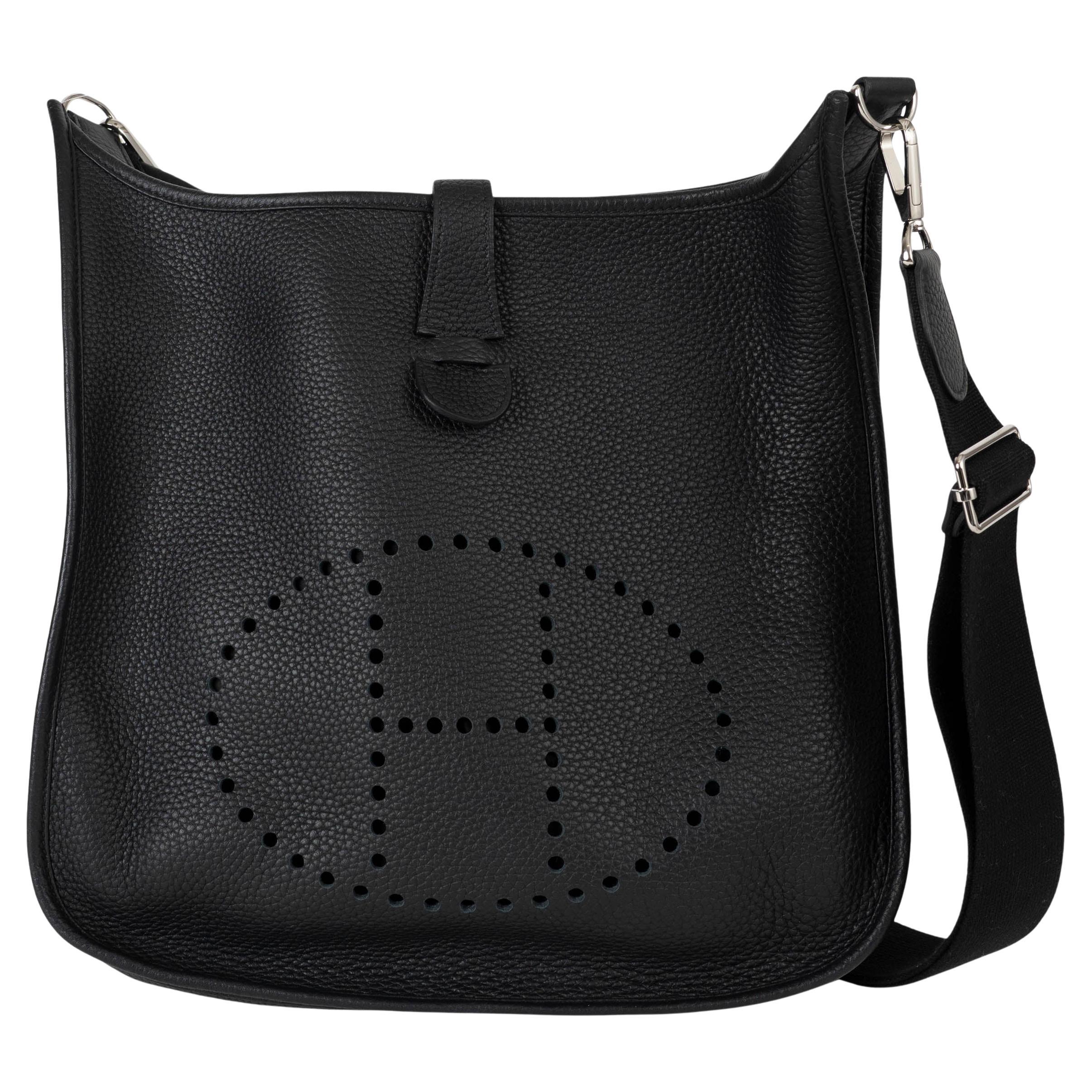 HERMES noir Clemence cuir EVELYNE 33 Sac à bandoulière Phw