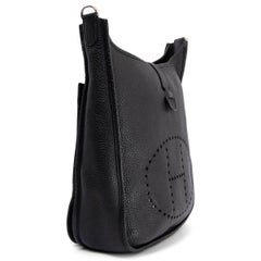 HERMES black Clemence leather EVELYNE III 29 PM Crossbody Bag Phw