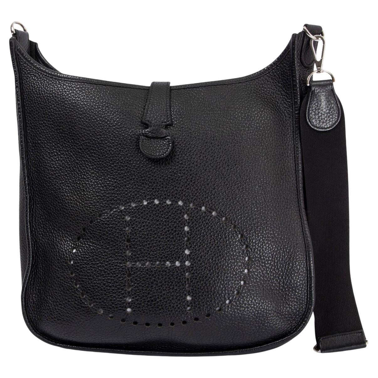 Hermes Evelyne 29 Black Clemence Leather With Strap at 1stDibs