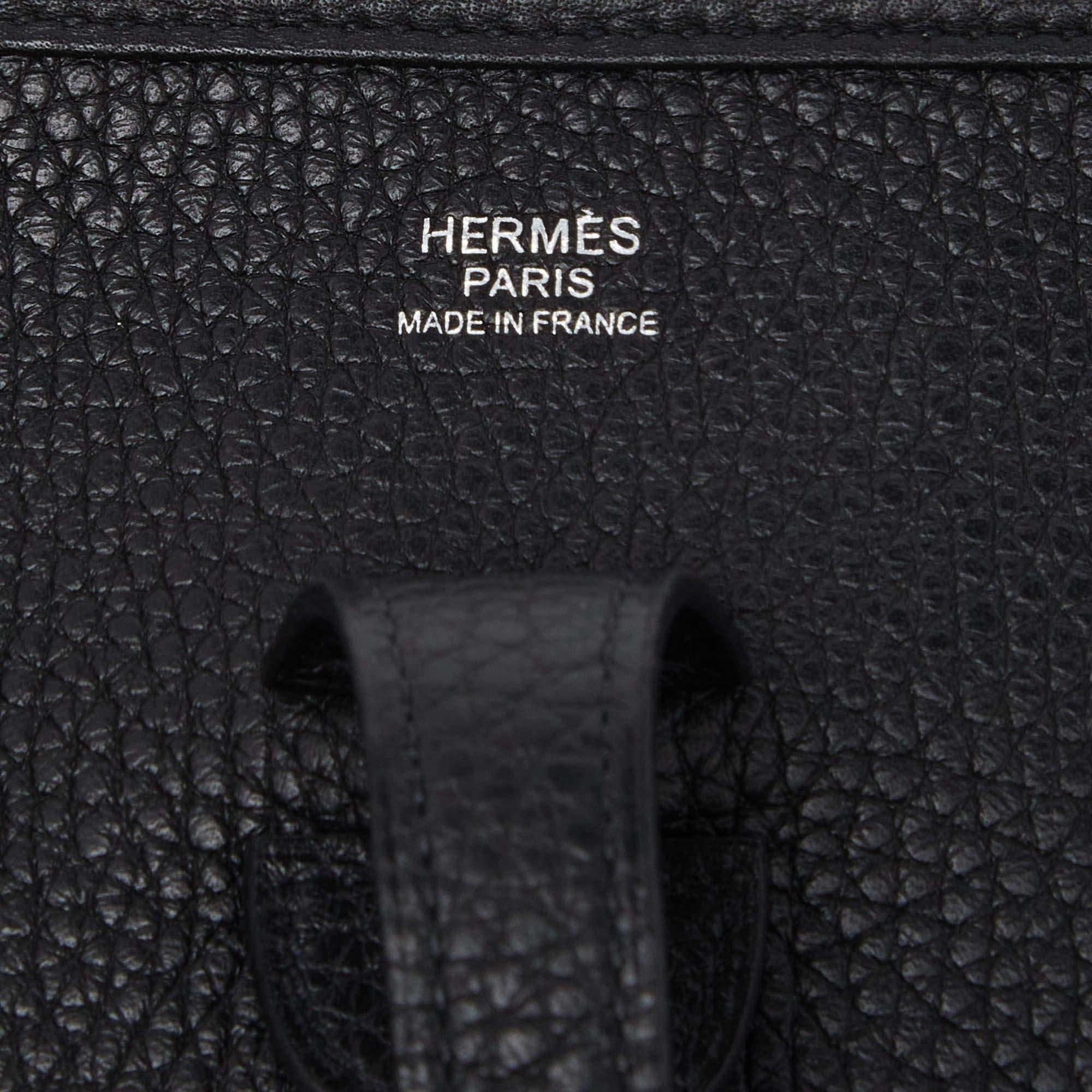 Hermes Black Clemence Leather Evelyne III PM Bag 6