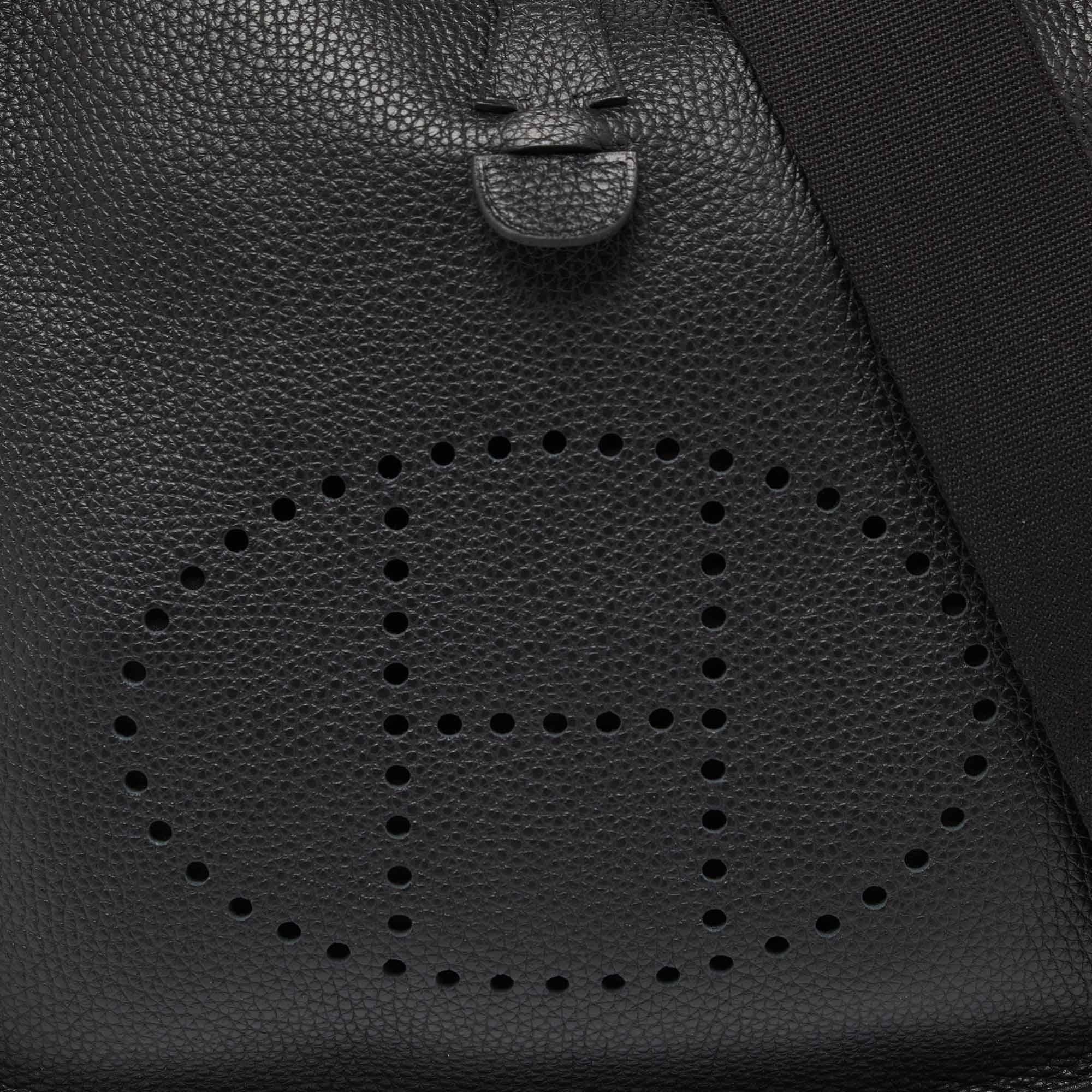 Hermes Black Clemence Leather Evelyne III PM Bag 5