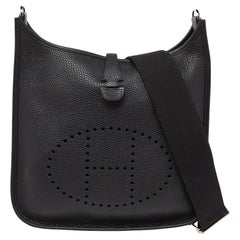 Hermes Black Clemence Leather Evelyne III PM Bag