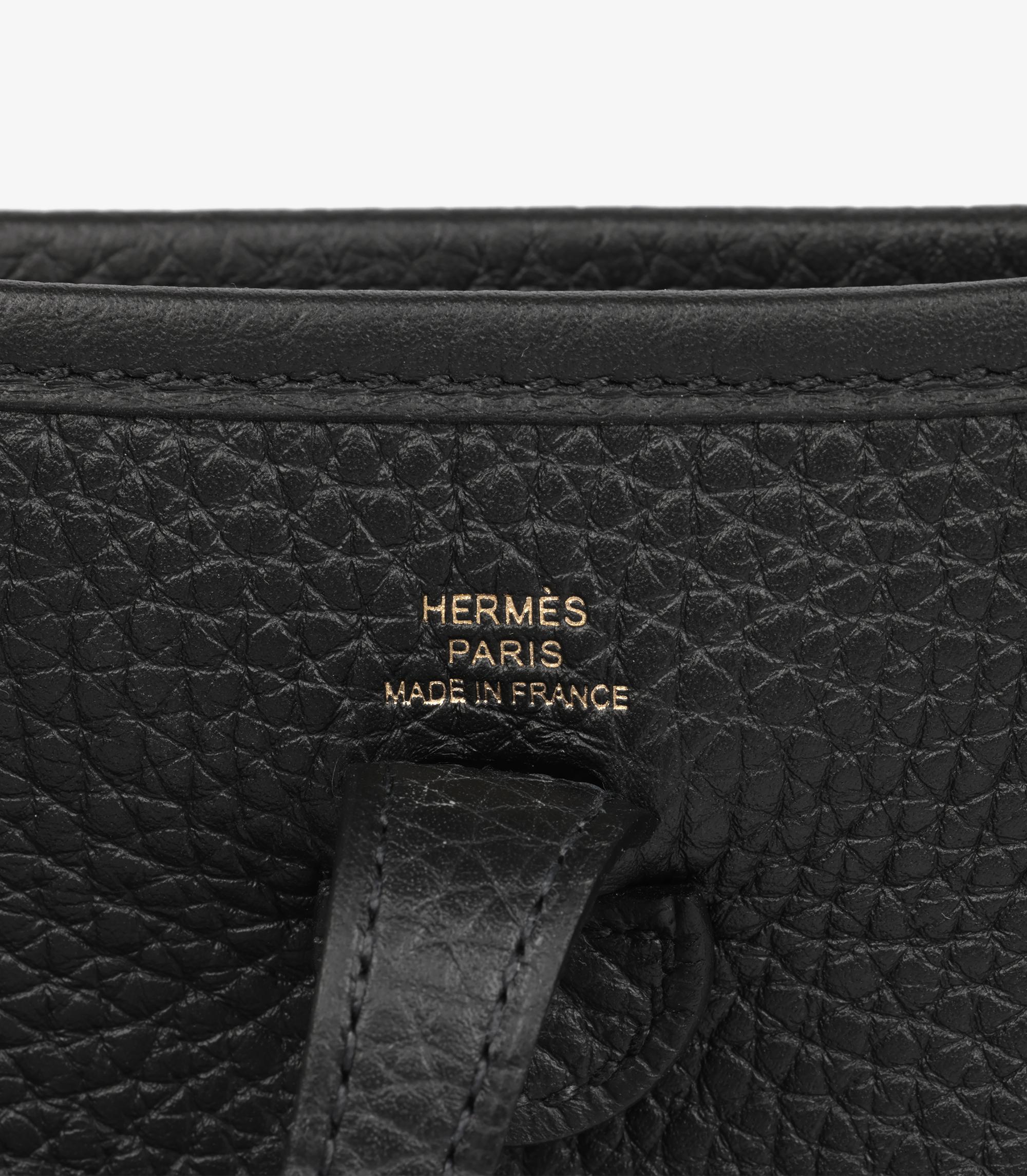 Hermès Schwarz Clemence Leder Evelyne TPM im Angebot 3
