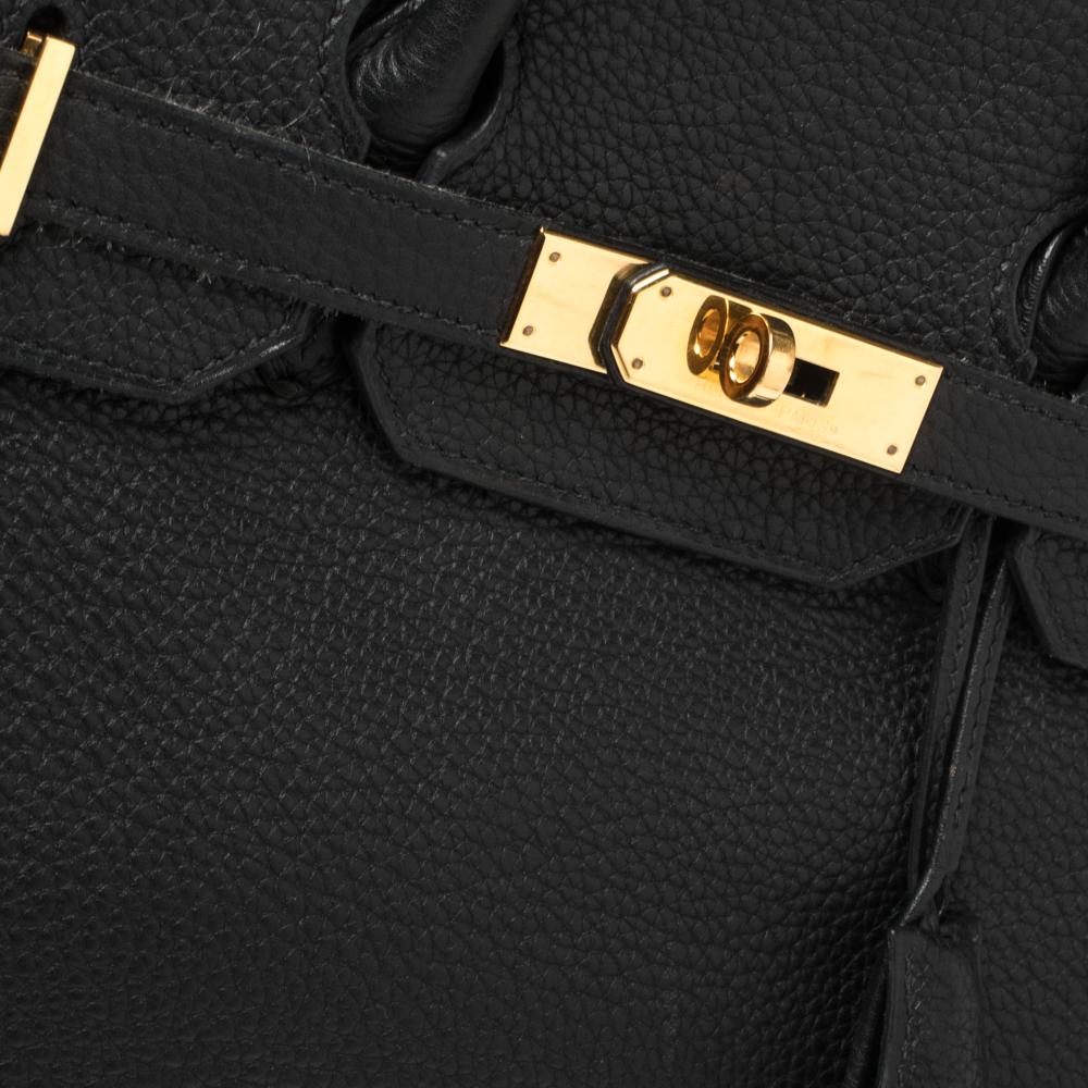 Hermes Black Clemence Leather Gold Hardware Birkin 35 Bag 6