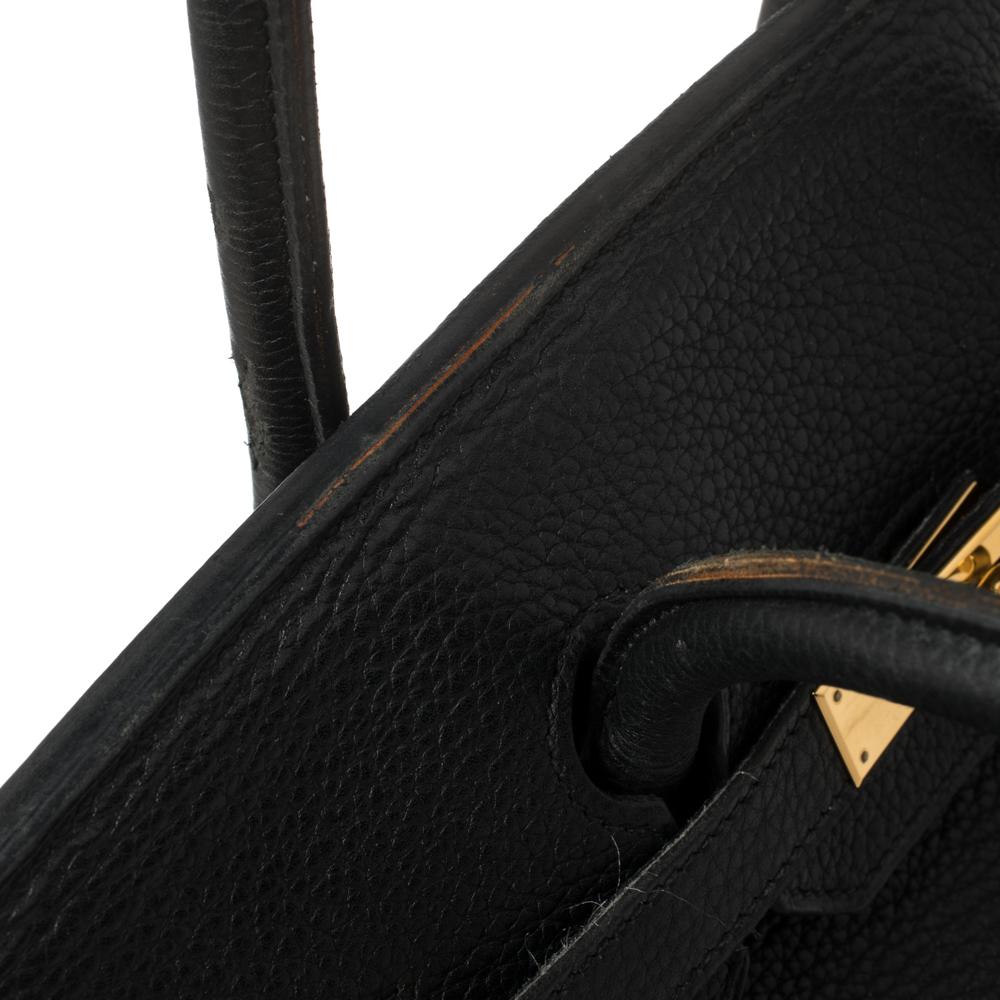 Hermes Black Clemence Leather Gold Hardware Birkin 35 Bag 9