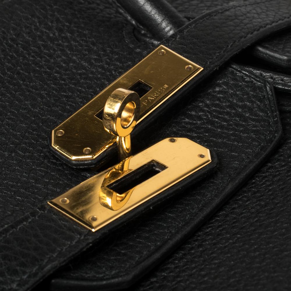 Hermes Black Clemence Leather Gold Hardware Birkin 35 Bag 10