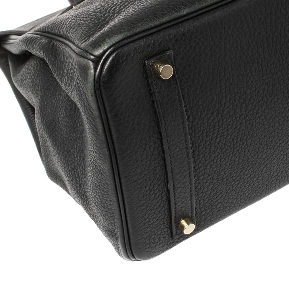 Hermes Black Clemence Leather Gold Hardware Birkin 35 Bag 13