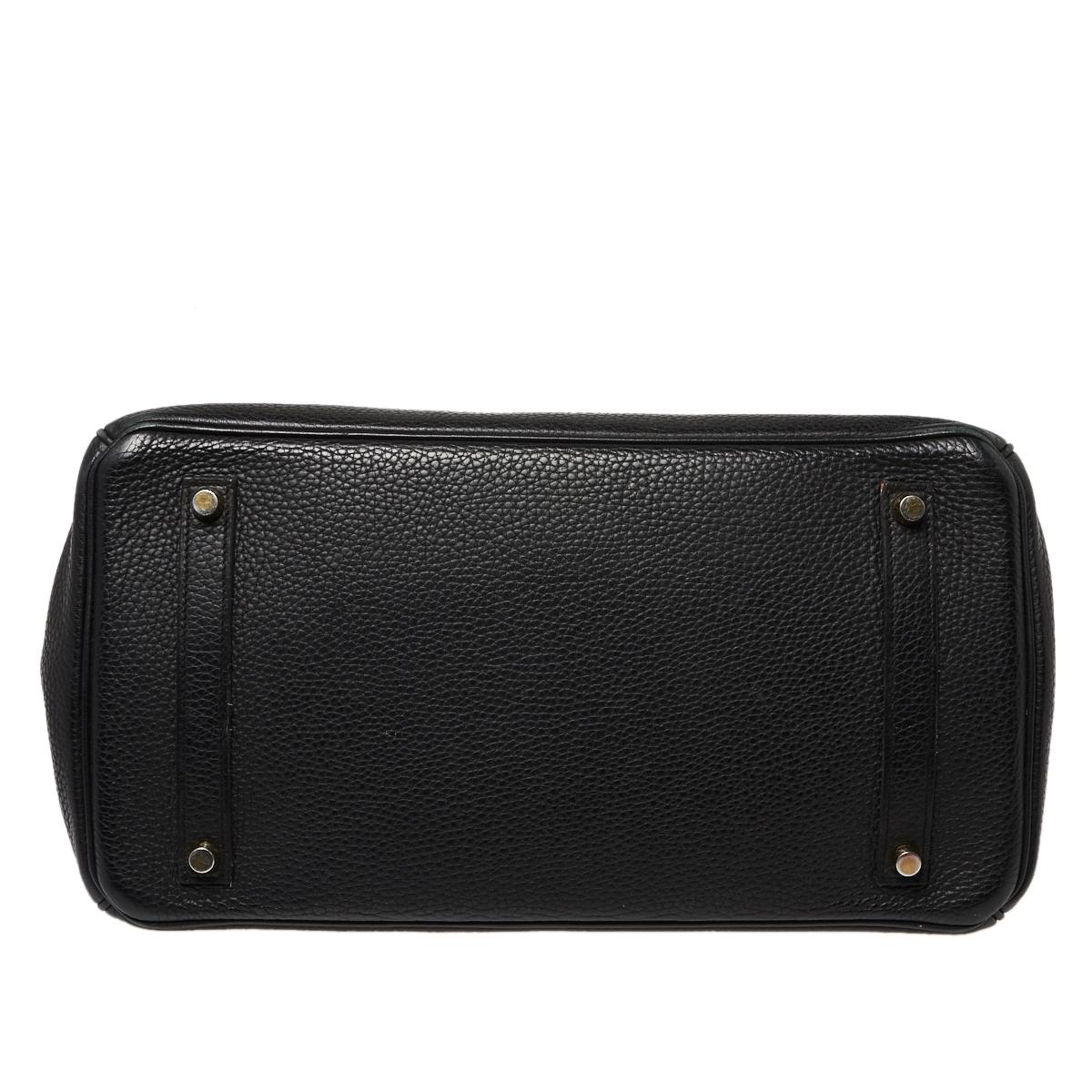 Hermes Schwarz Clemence Leder Gold Hardware Birkin 35 Tasche 1
