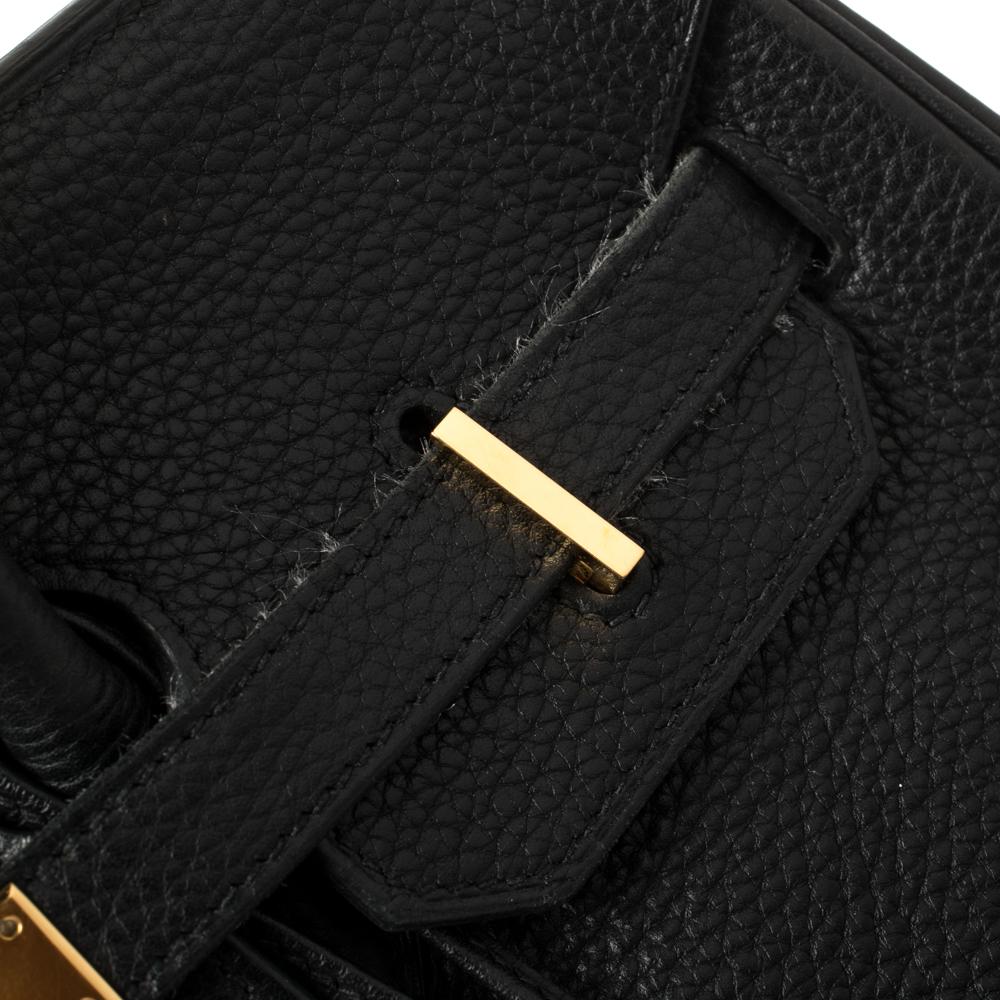 Hermes Black Clemence Leather Gold Hardware Birkin 35 Bag 1