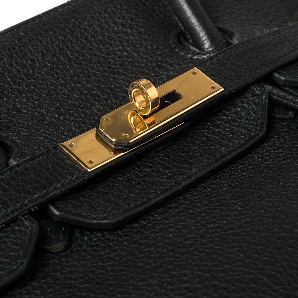 Hermes Black Clemence Leather Gold Hardware Birkin 35 Bag 2