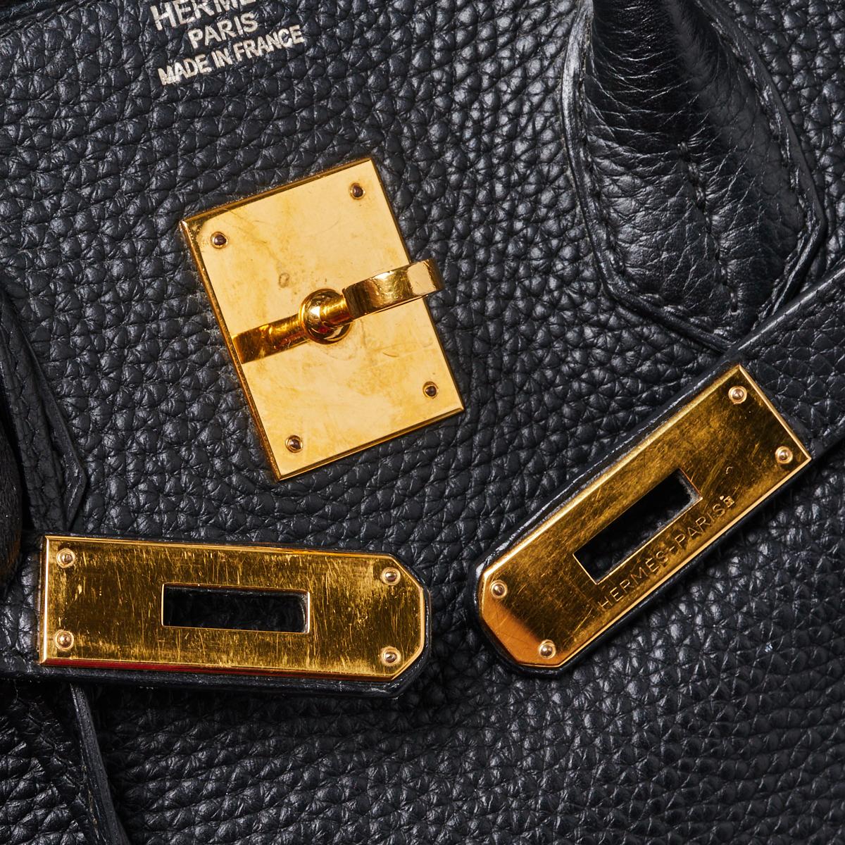 Hermes Schwarz Clemence Leder Gold Hardware Birkin 35 Tasche 3