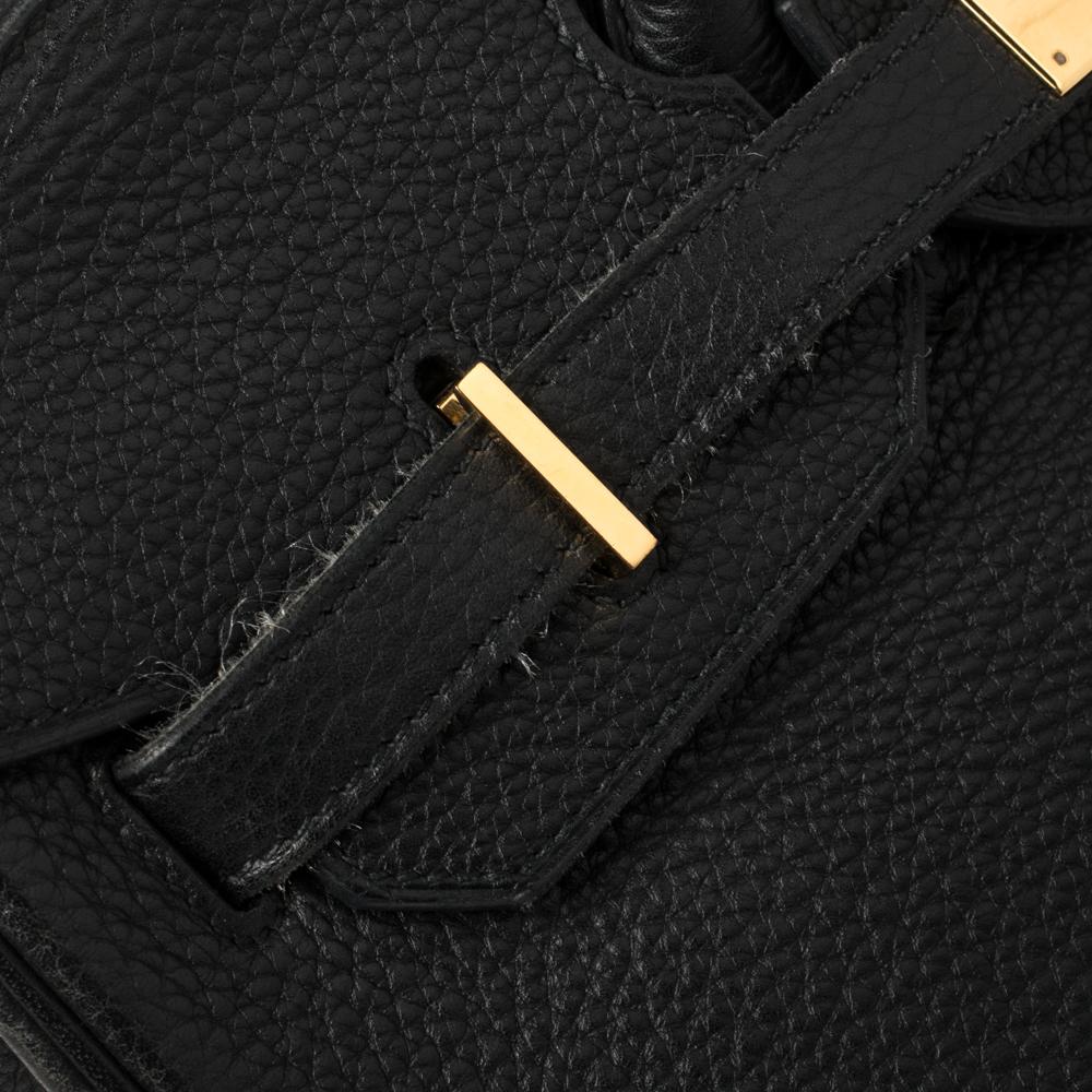 Hermes Black Clemence Leather Gold Hardware Birkin 35 Bag 3