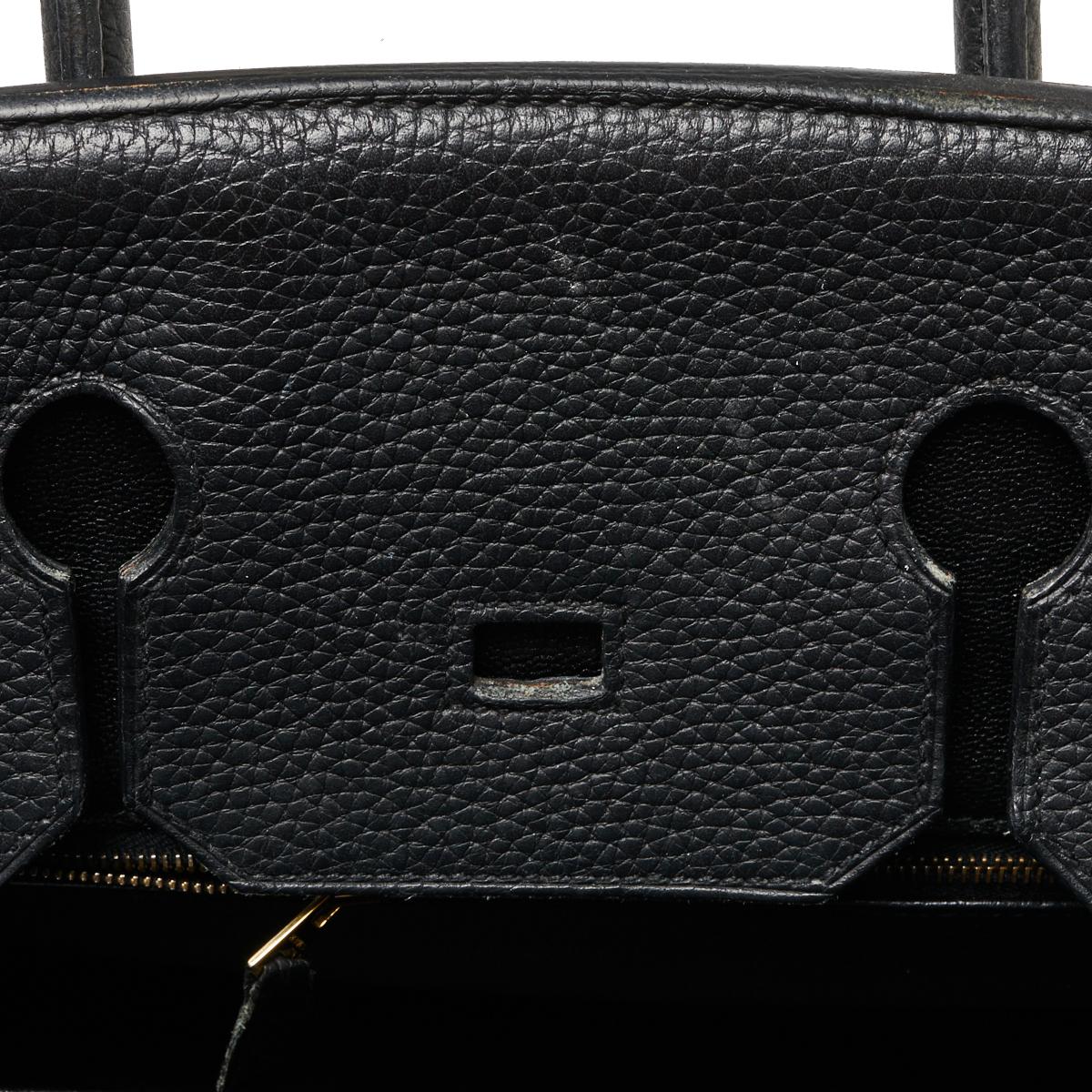 Hermes Schwarz Clemence Leder Gold Hardware Birkin 35 Tasche 4