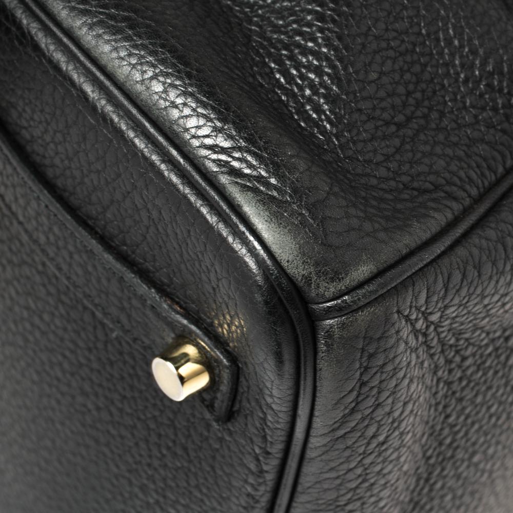 Hermes Black Clemence Leather Gold Hardware Birkin 35 Bag 4