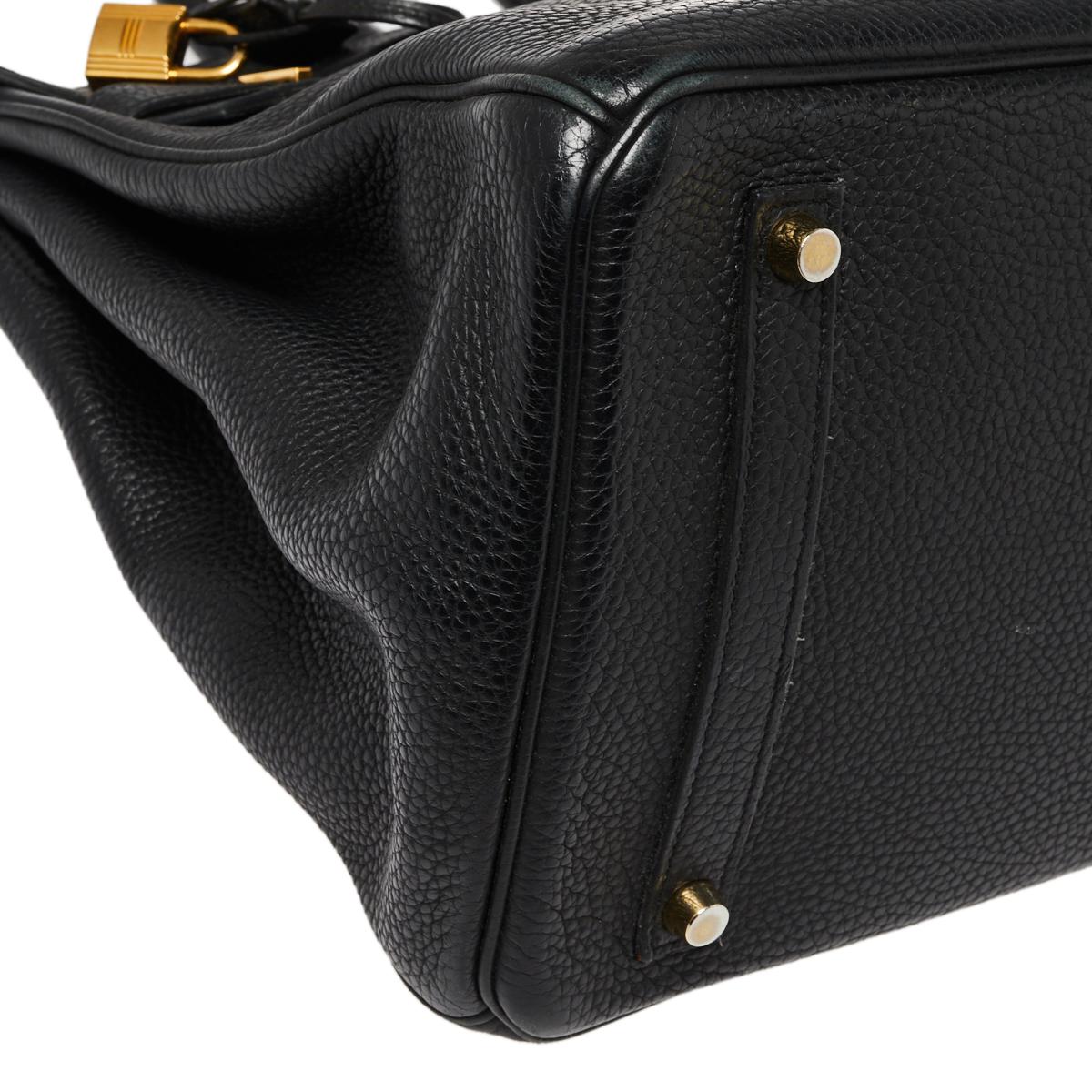 Hermes Schwarz Clemence Leder Gold Hardware Birkin 35 Tasche 5