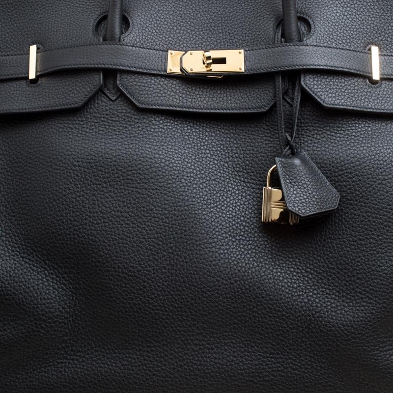 Hermes Black Clemence Leather Gold Hardware Birkin 50 Bag 3