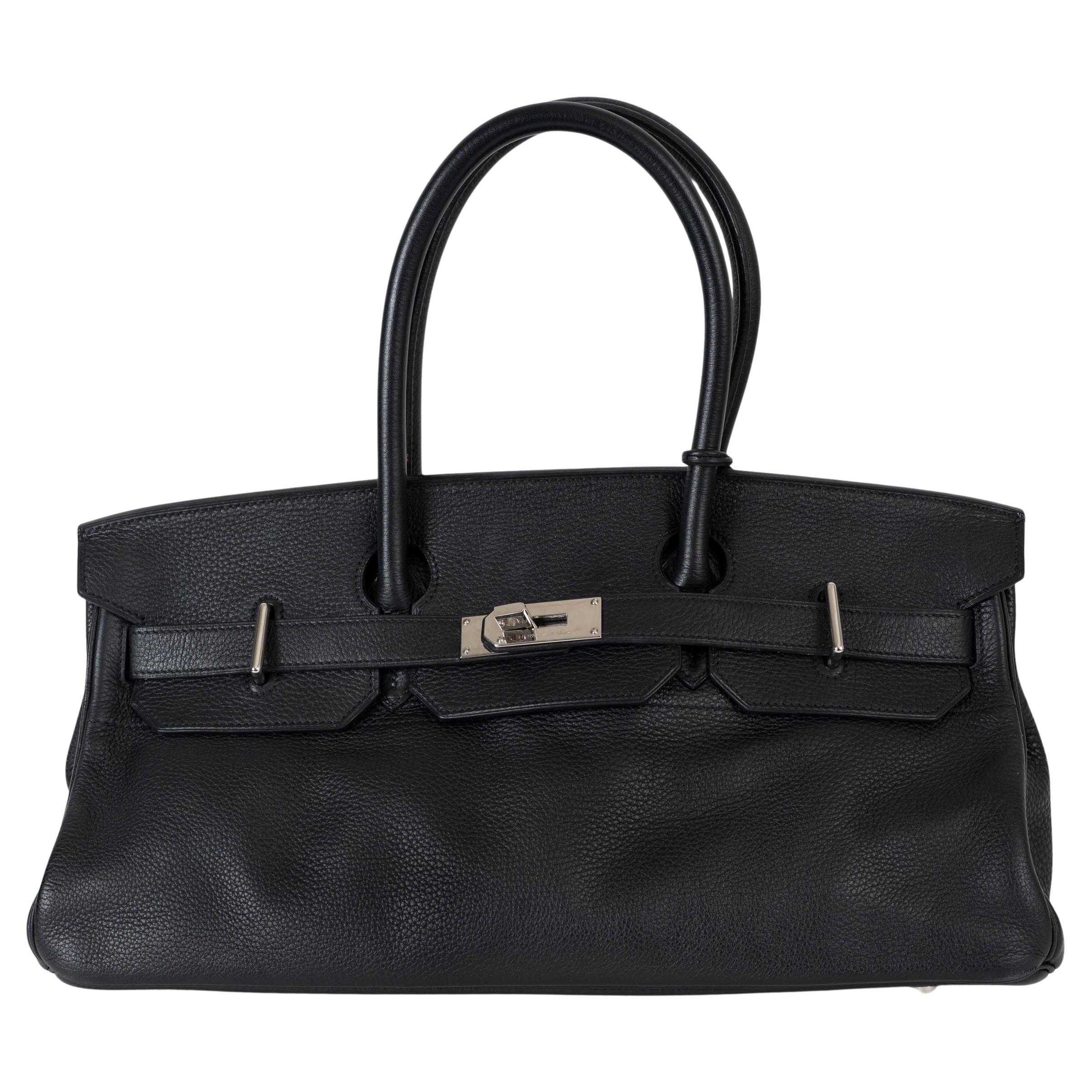 HERMES schwarz Clemence Leder JPG SHOULDER BIRKIN 42 Tasche Phw im Angebot