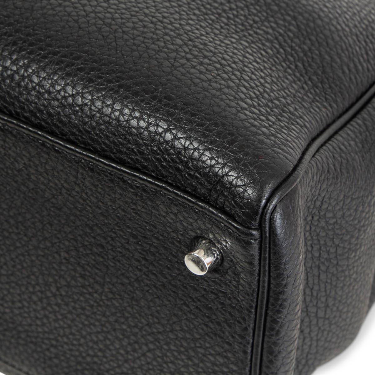 HERMES black Togo leather KELLY 35 RETOURNE Bag Palladium For Sale 2